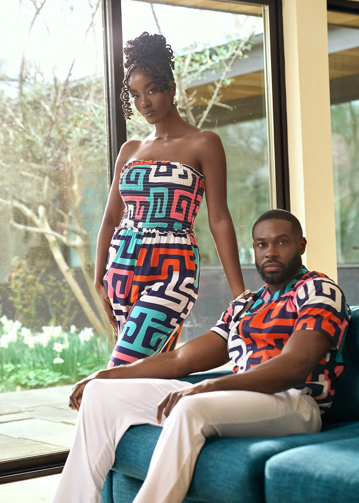 Hadija Women's African Print Smocked Jumpsuit (Confetti Kuba) - Image 5