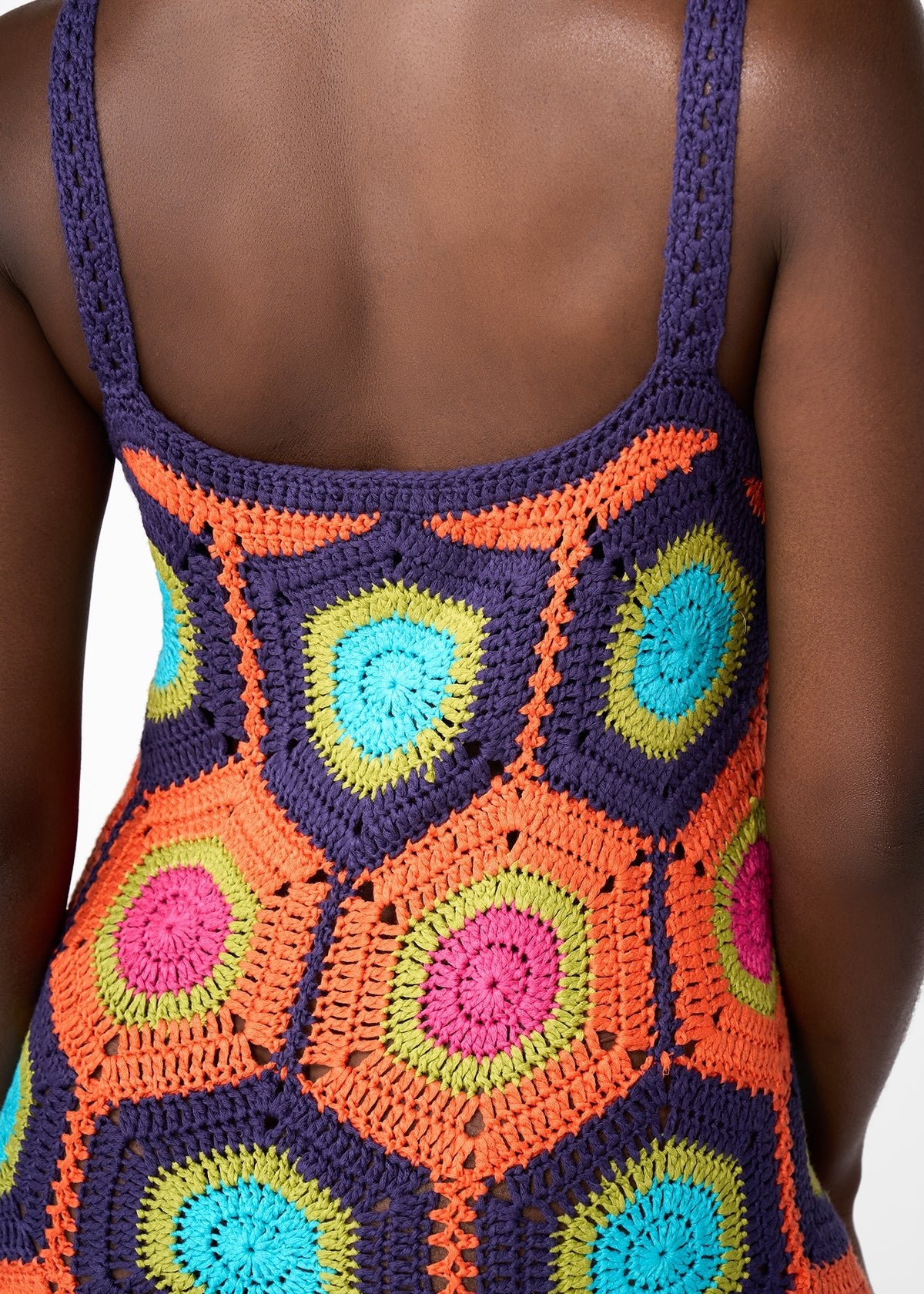 Ifa Women's Crochet Dress (Orange Navy Mod) - Image 4