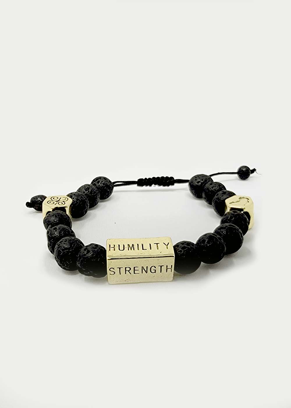 Irele Beaded Humility and Strength Adinkra Symbol Bracelet (Black) - Image 7