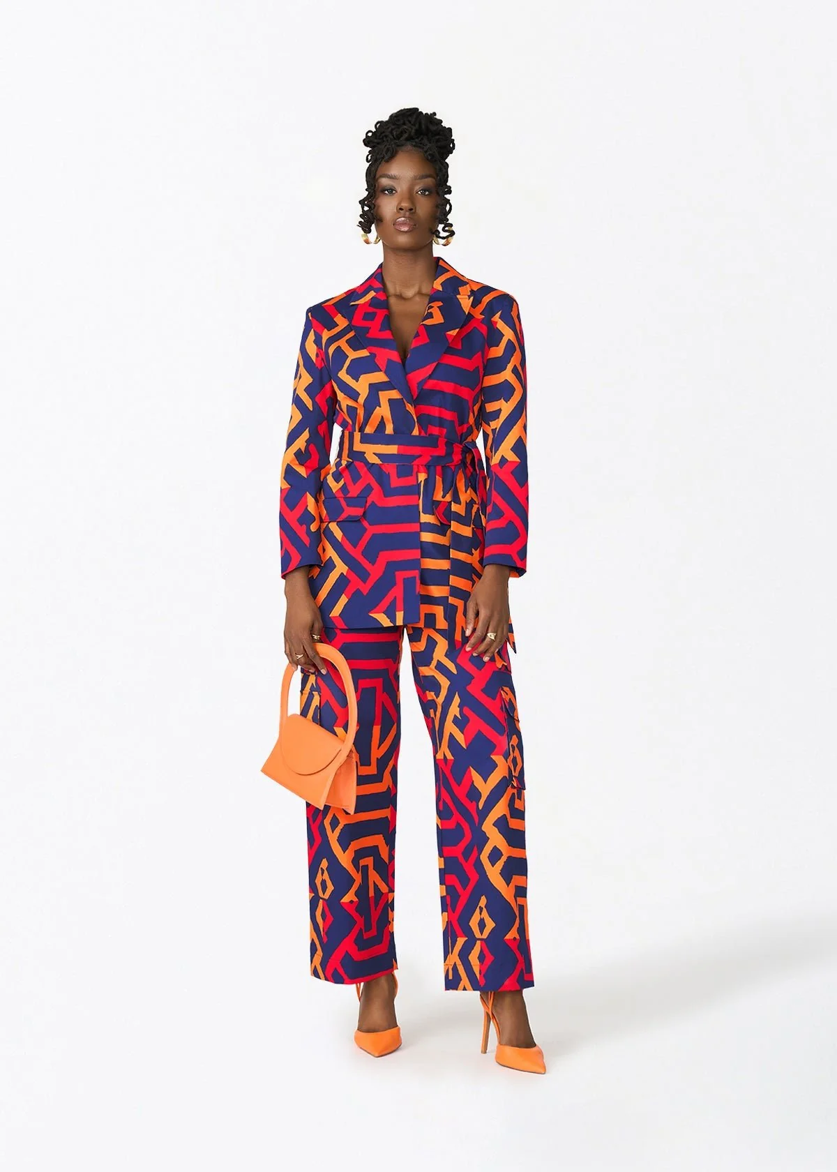 Izara Women's African Print Blazer (Blue Flame Tribal) - Image 3