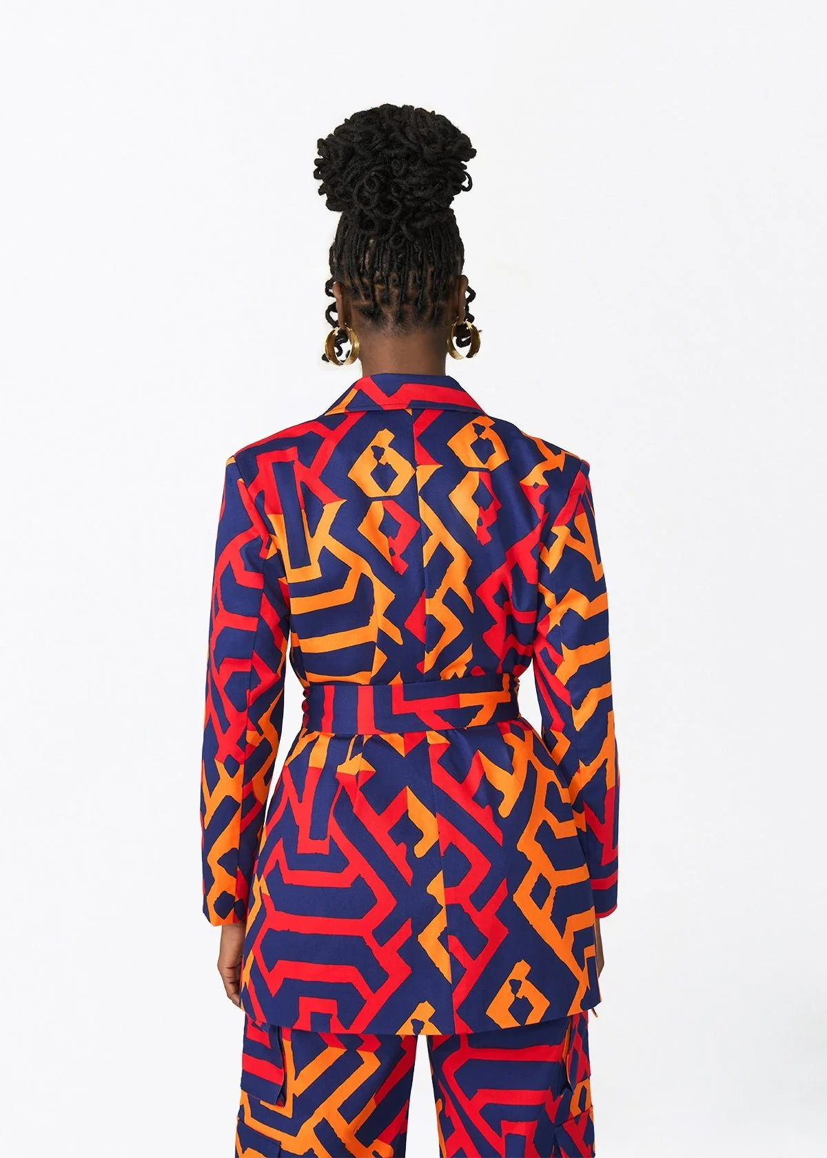 Izara Women's African Print Blazer (Blue Flame Tribal) - Image 8