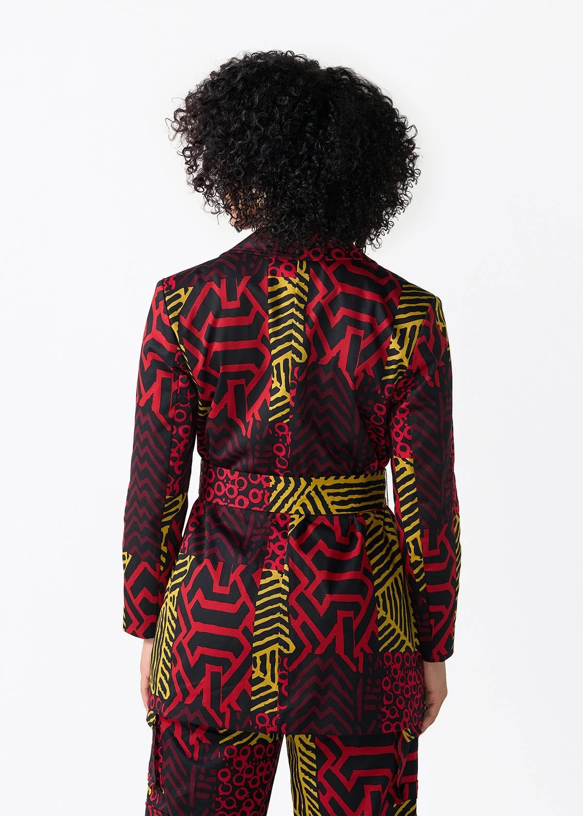 Izara Women's African Print Loose Fit Blazer (Black Cherry Multipattern) - Image 6