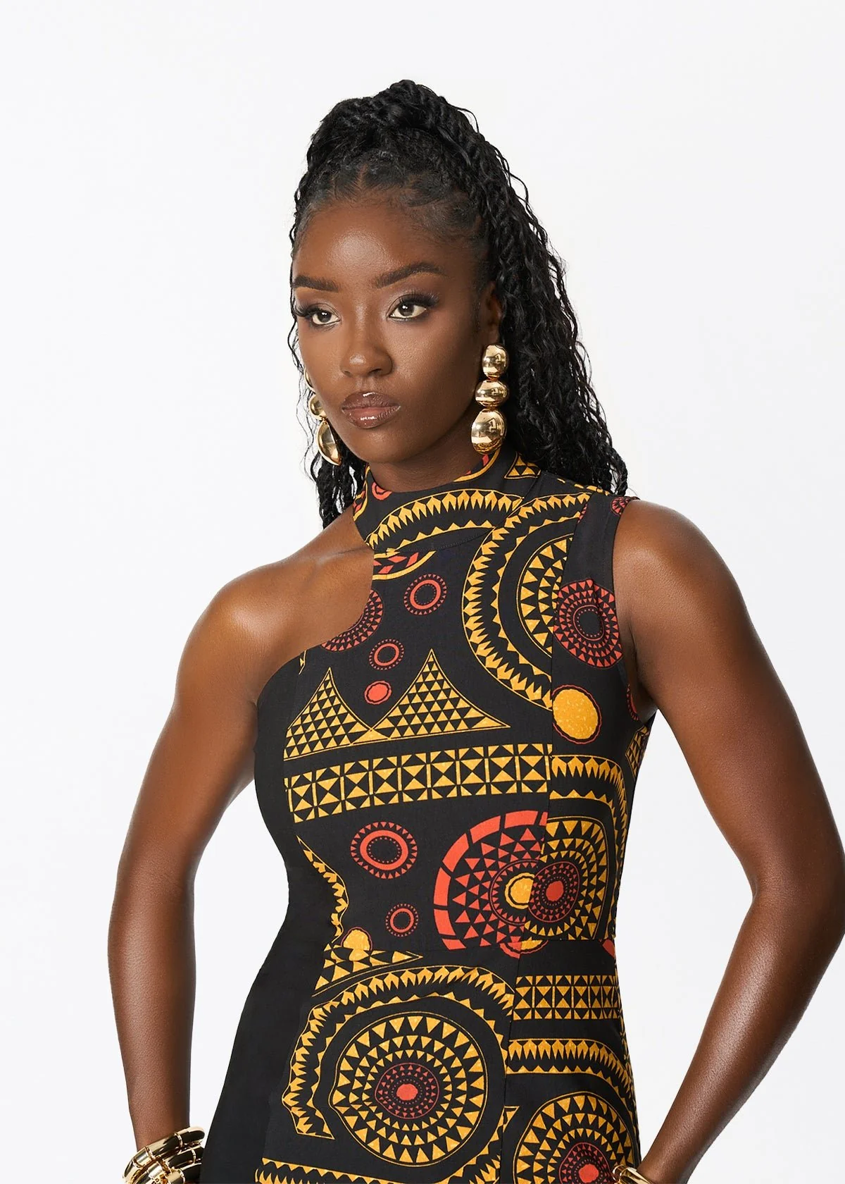 Jalia African Print Stretch Gown (Black Spice Medallion) - Image 2