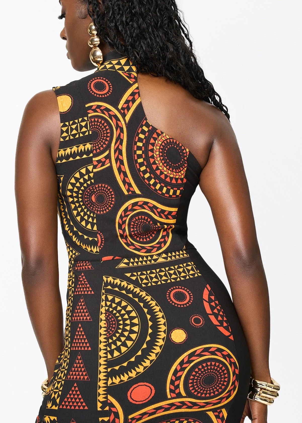 Jalia African Print Stretch Gown (Black Spice Medallion) - Image 6