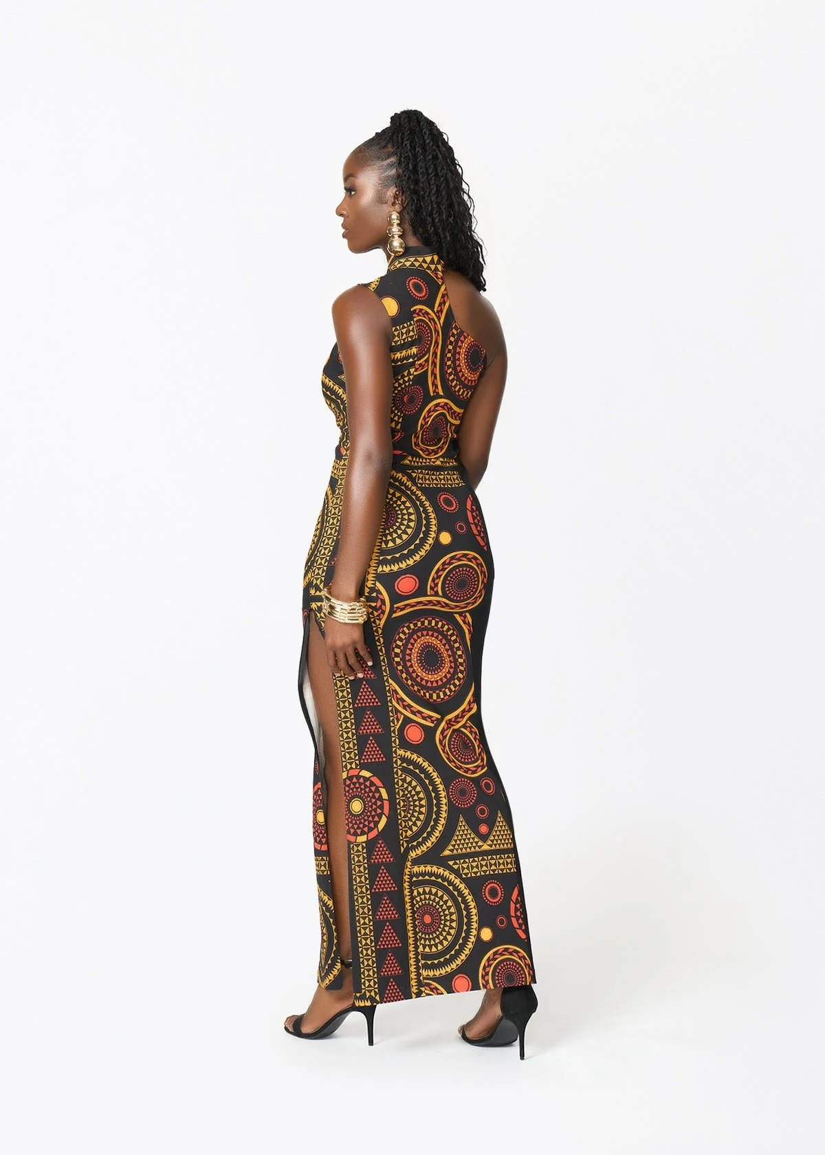 Jalia African Print Stretch Gown (Black Spice Medallion) - Image 7