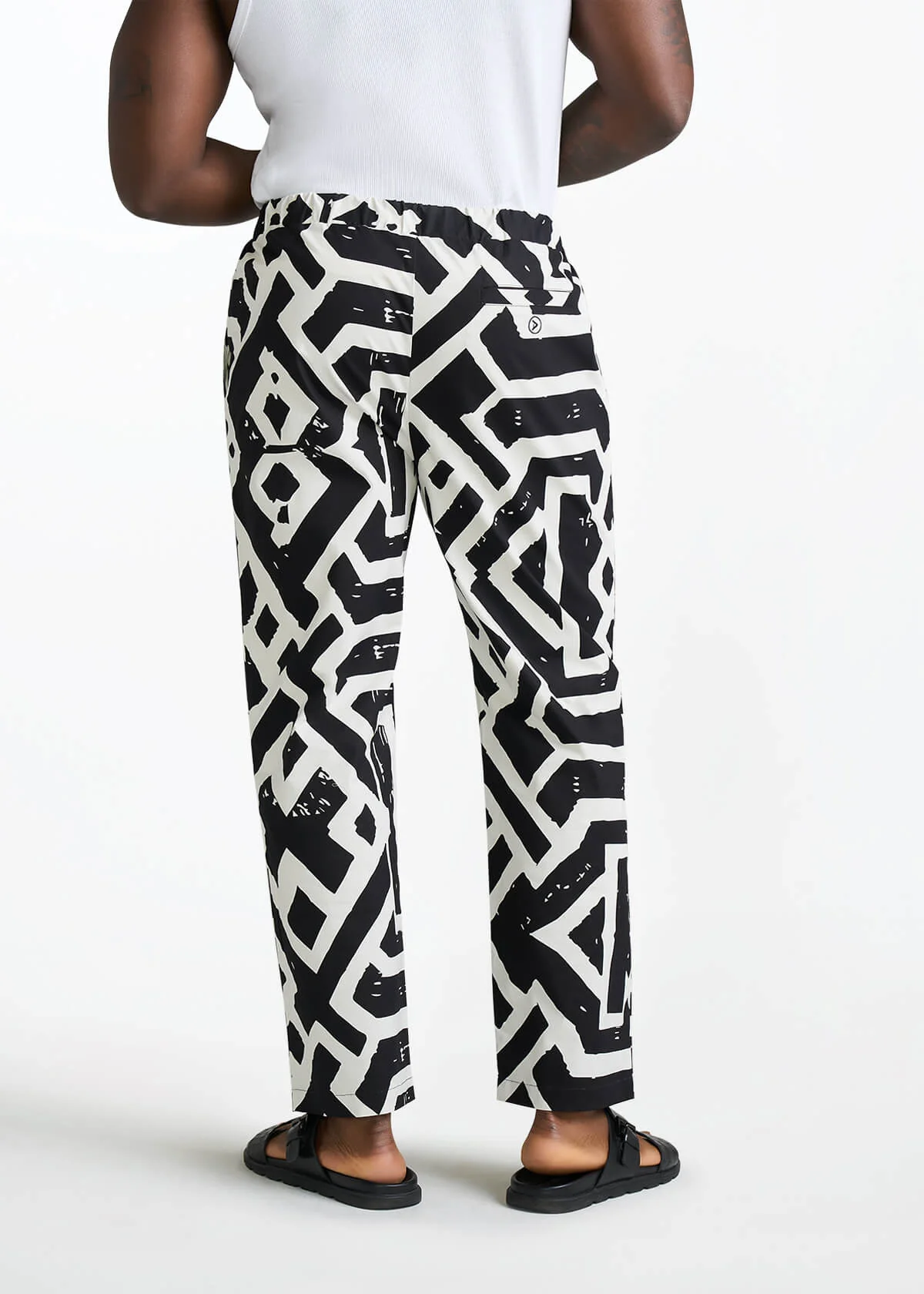 Kazi Men's African Print Stretch Pants (Onyx Cream Tribal) - Image 4