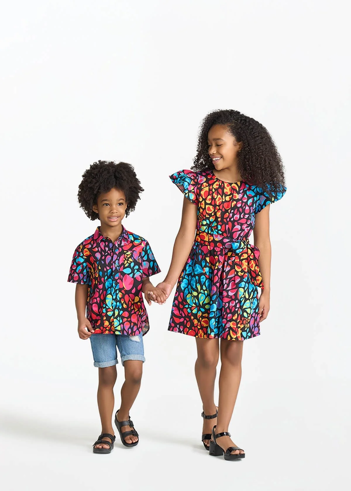 Kelechi Boy's African Print Button-Up Shirt (Fuchsia Kaleidoscope) - Image 5