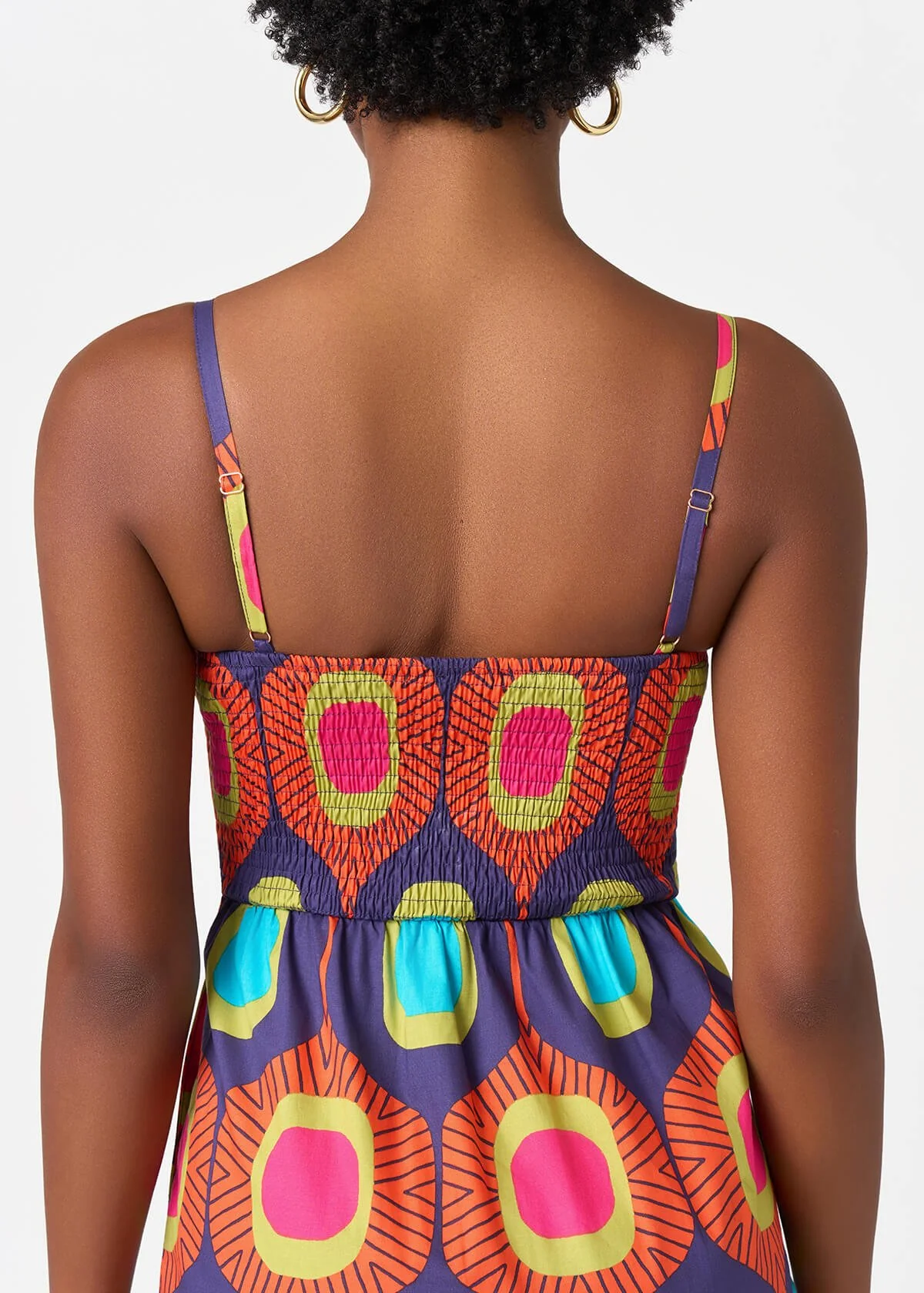 Kenyatta Women's African Print Maxi Dress (Orange Navy Mod) - Image 5