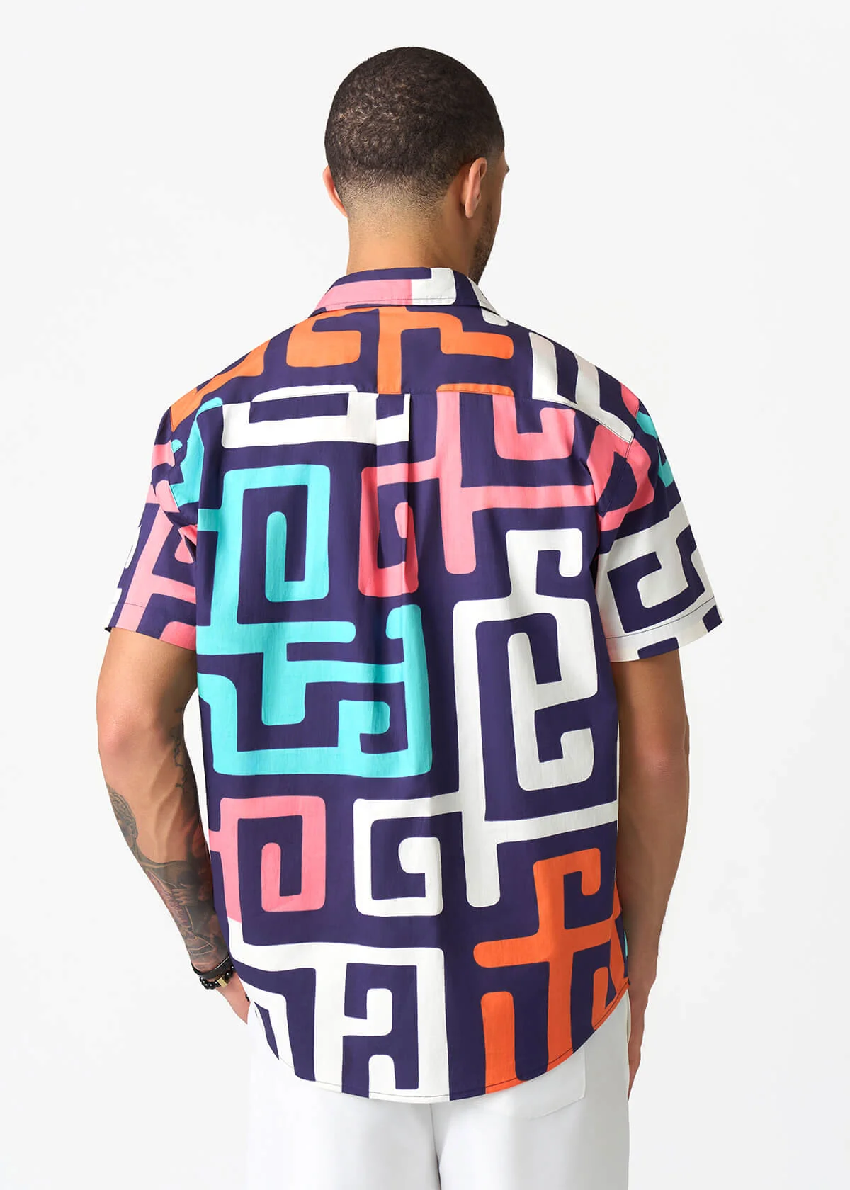 Keyon Men's African Print Button-up Shirt (Confetti Kuba) - Image 4