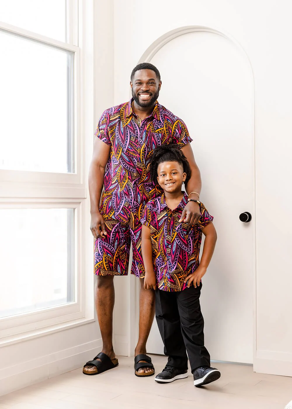 Keyon Men's African Print Button-Up Shirt (Sunset Leaves) - Image 5