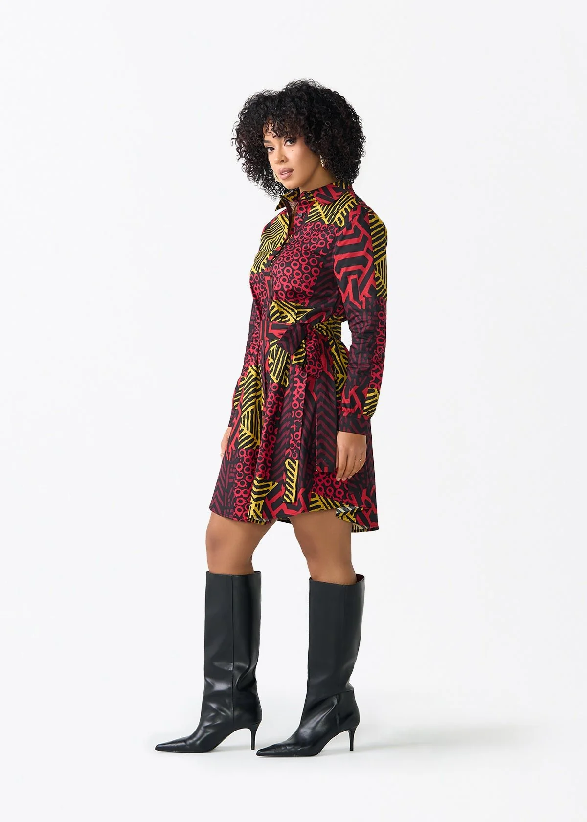 Kianga Women's African Print Shirt Dress (Black Cherry Multipattern) - Image 6