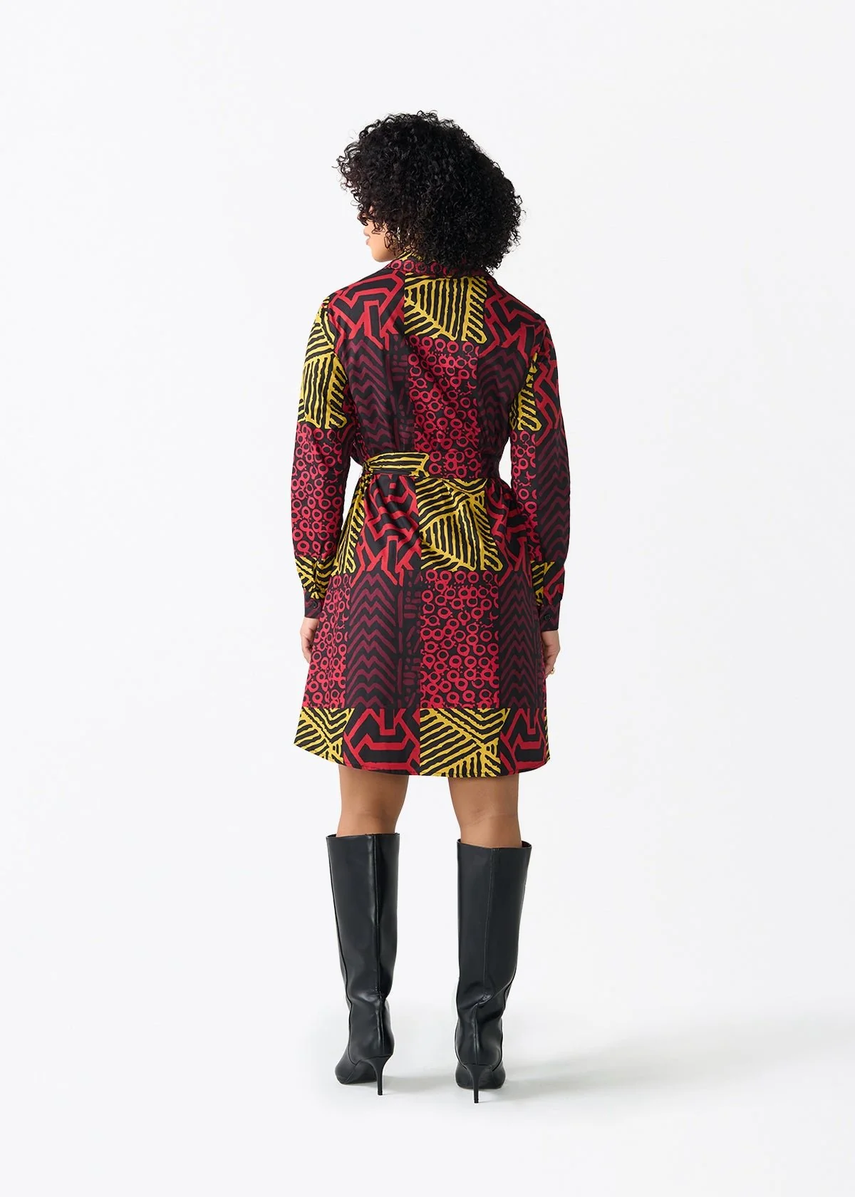 Kianga Women's African Print Shirt Dress (Black Cherry Multipattern) - Image 7