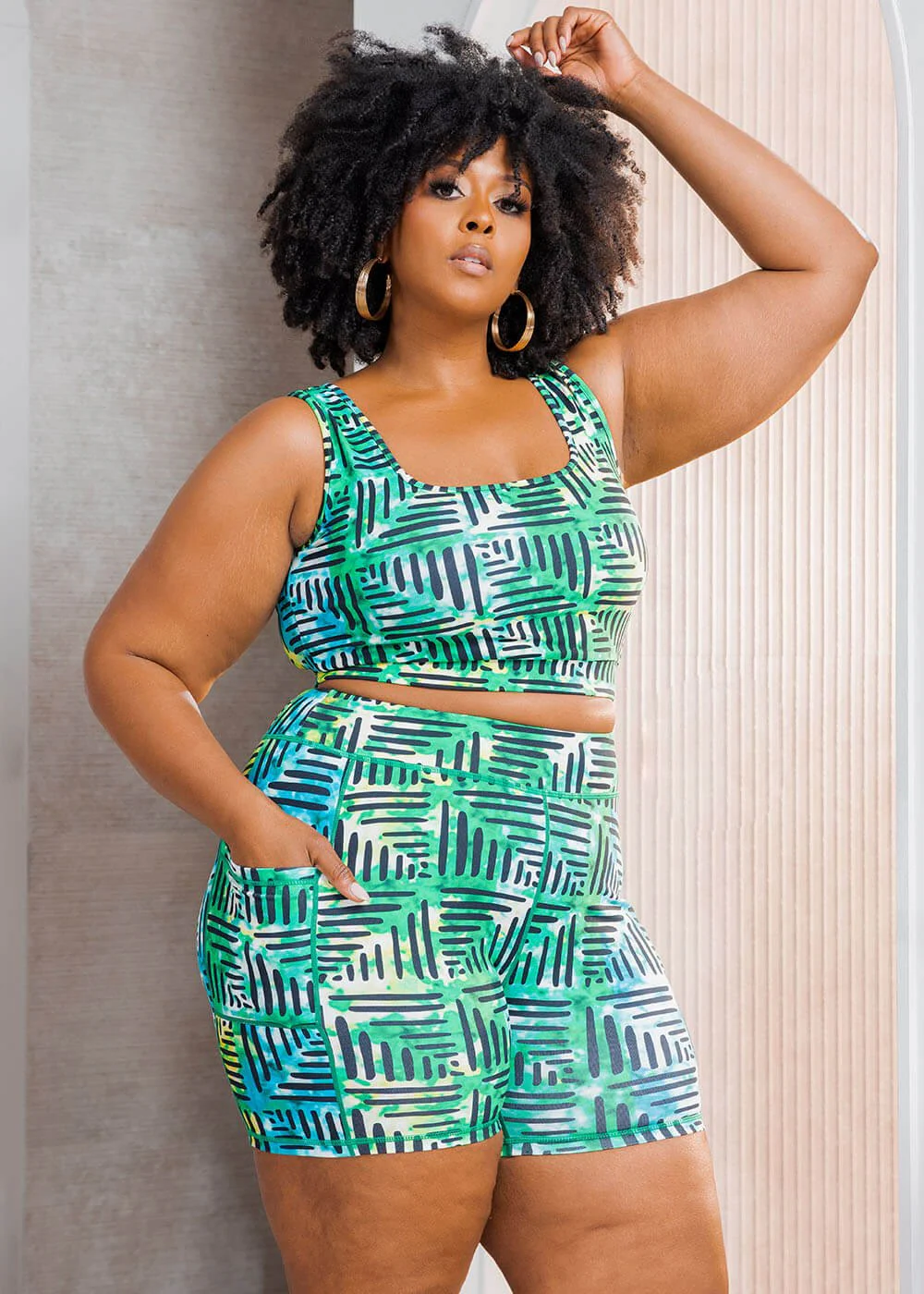 Kimba Women's African Print Biker Shorts (Marine Adire) - Image 4