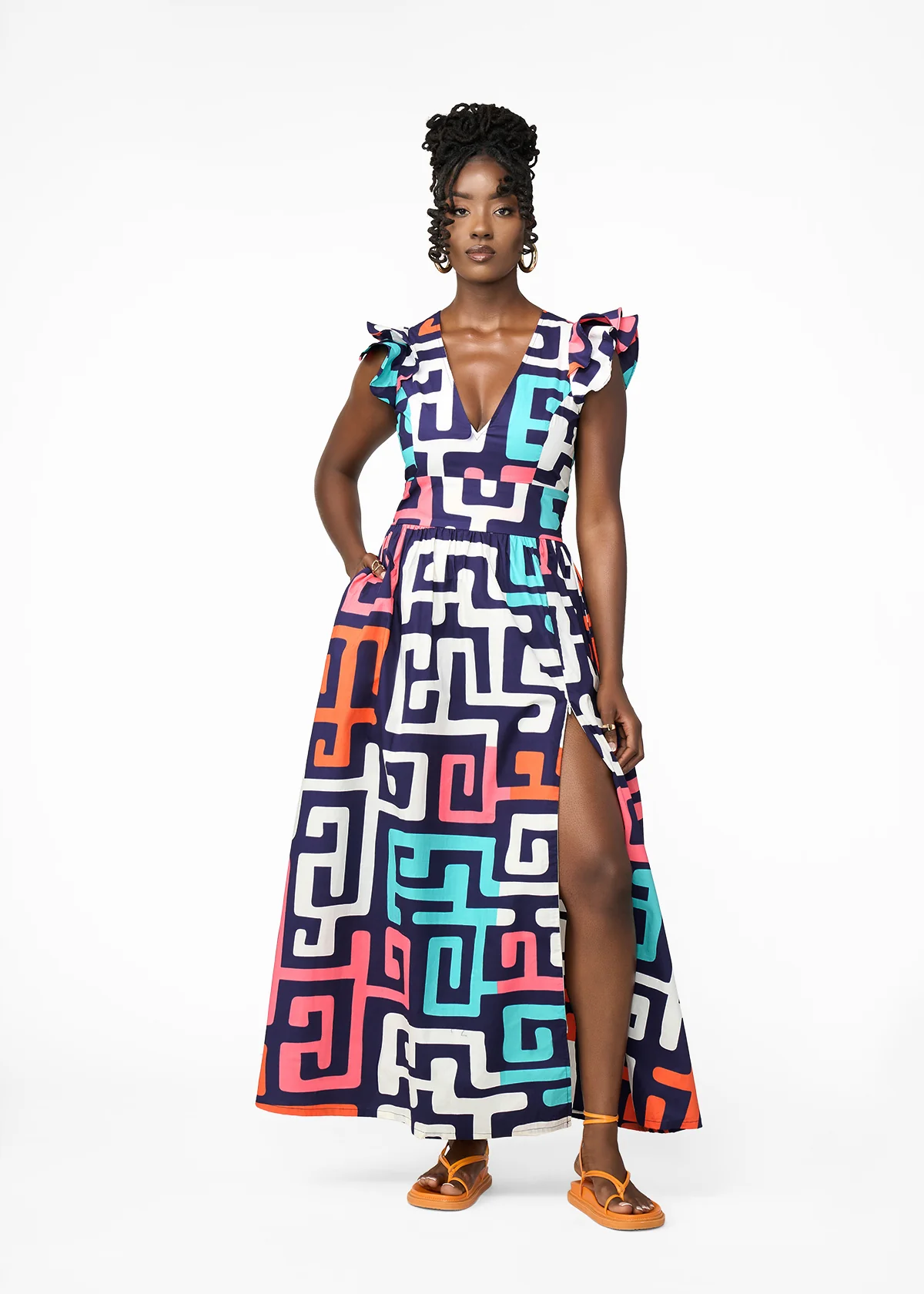 Lelisa Women's African Print Maxi Dress (Confetti Kuba)