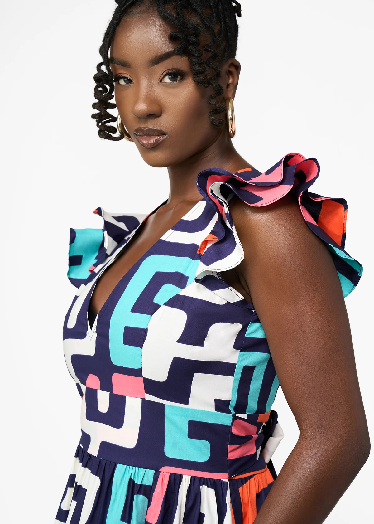Lelisa Women's African Print Maxi Dress (Confetti Kuba) - Image 2