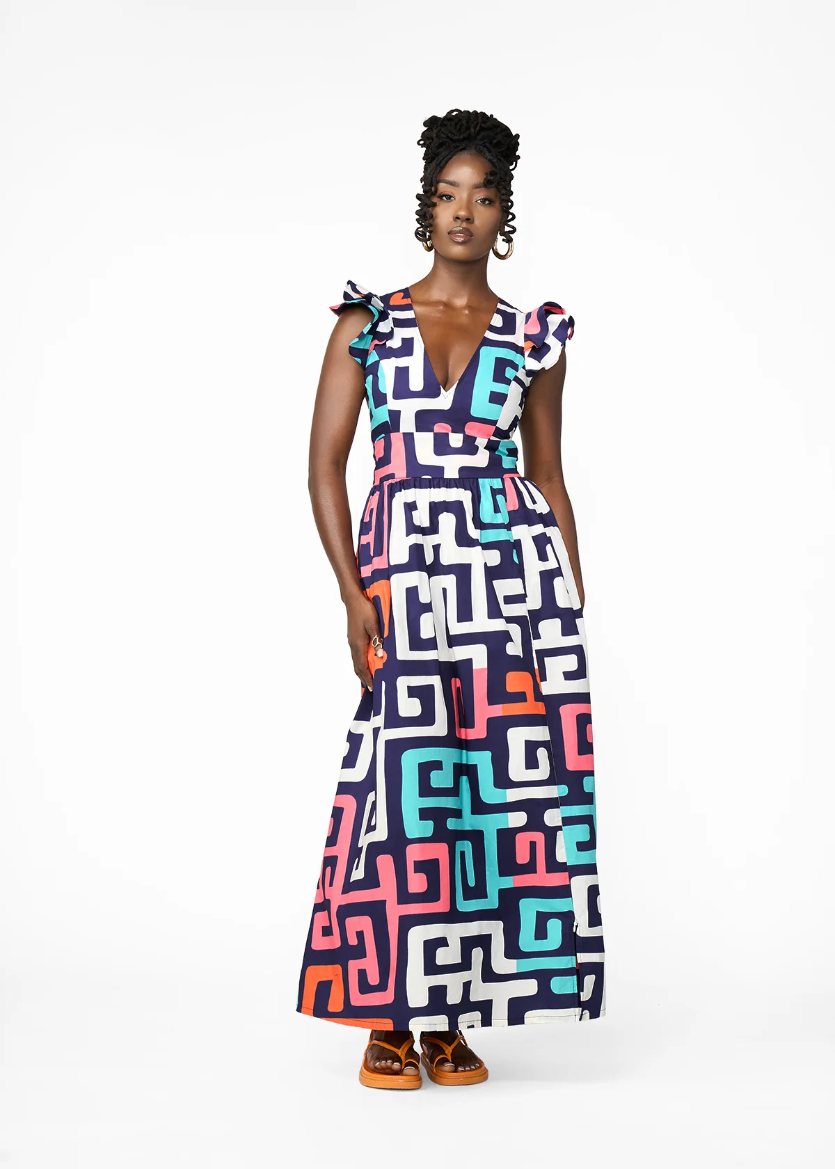 Lelisa Women's African Print Maxi Dress (Confetti Kuba) - Image 3