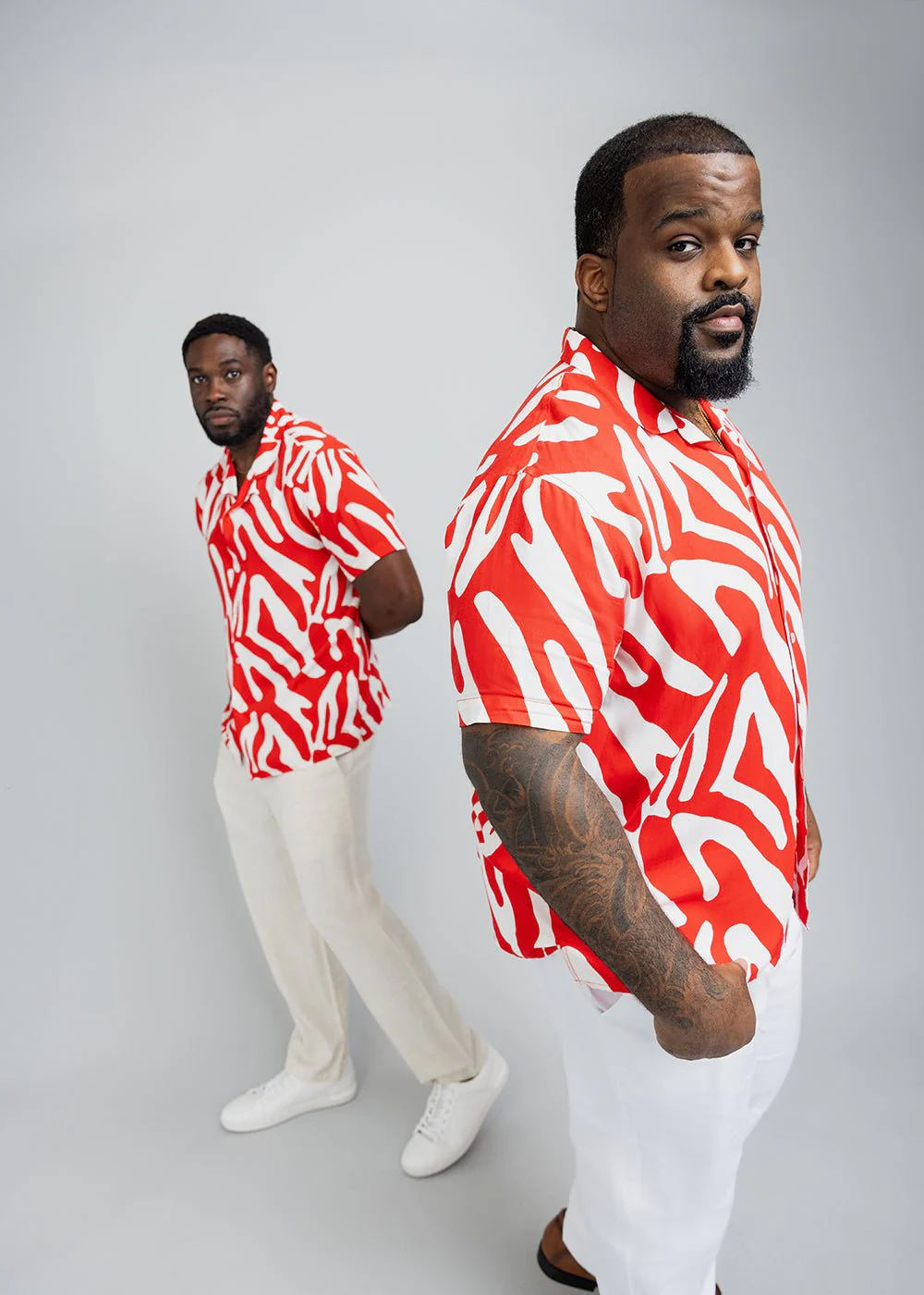 Malik Men's African Print Button-Up Shirt (Deep Orange Zebra Abstract) - Image 5
