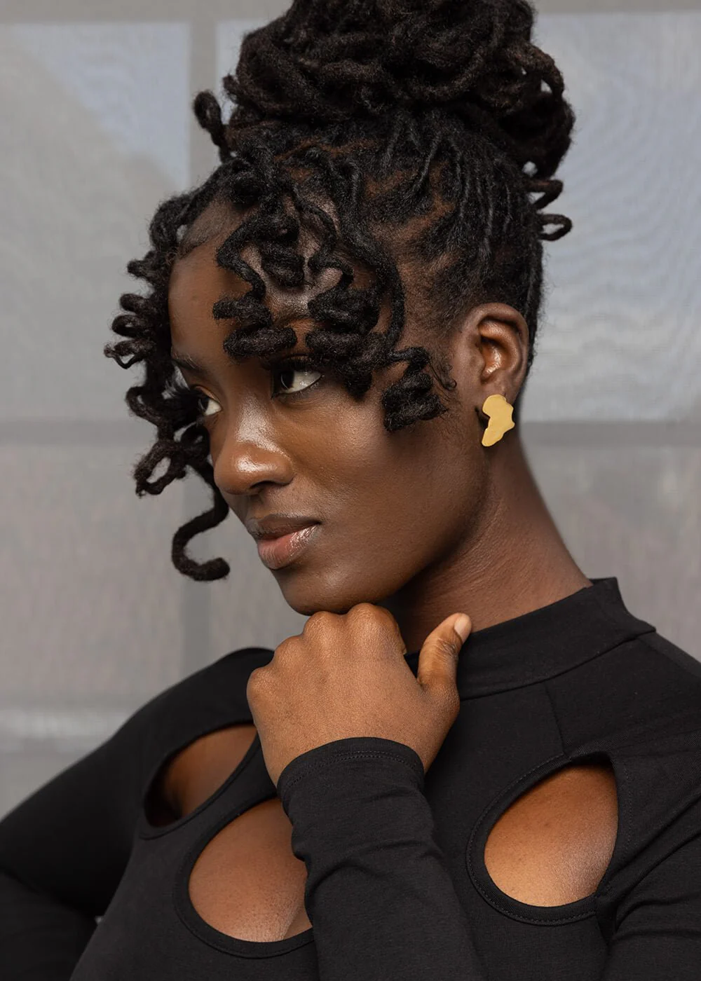 Maridadi African Map Post Earrings (Gold) - Image 2