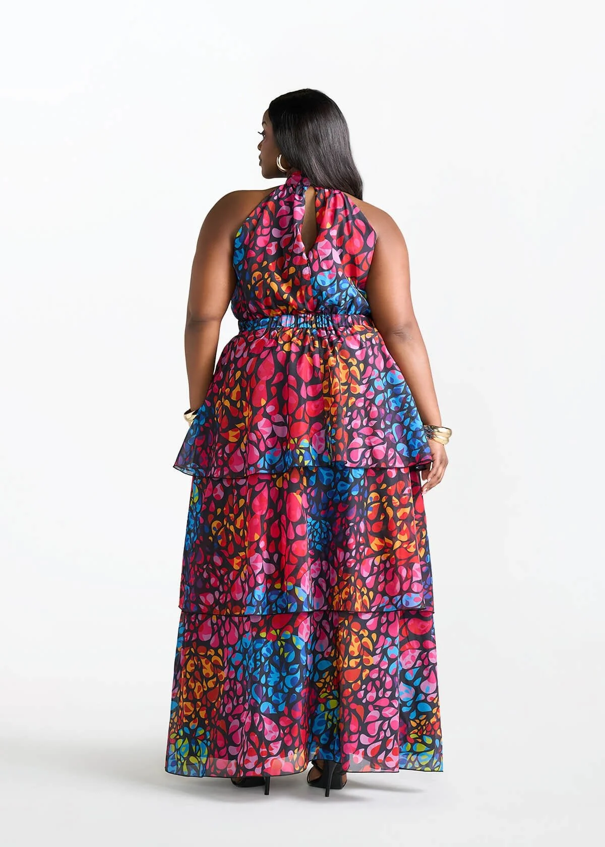 Maya Women's African Print Organza Maxi Dress (Fuchsia Kaleidoscope) - Image 5