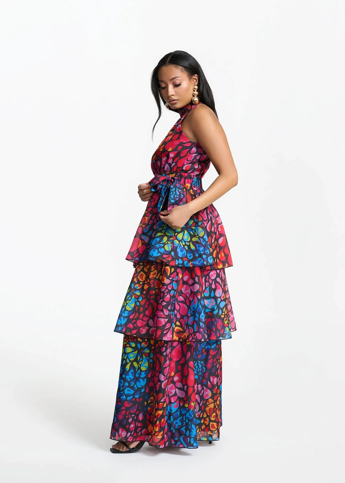 Maya Women's African Print Organza Maxi Dress (Fuchsia Kaleidoscope) - Image 6