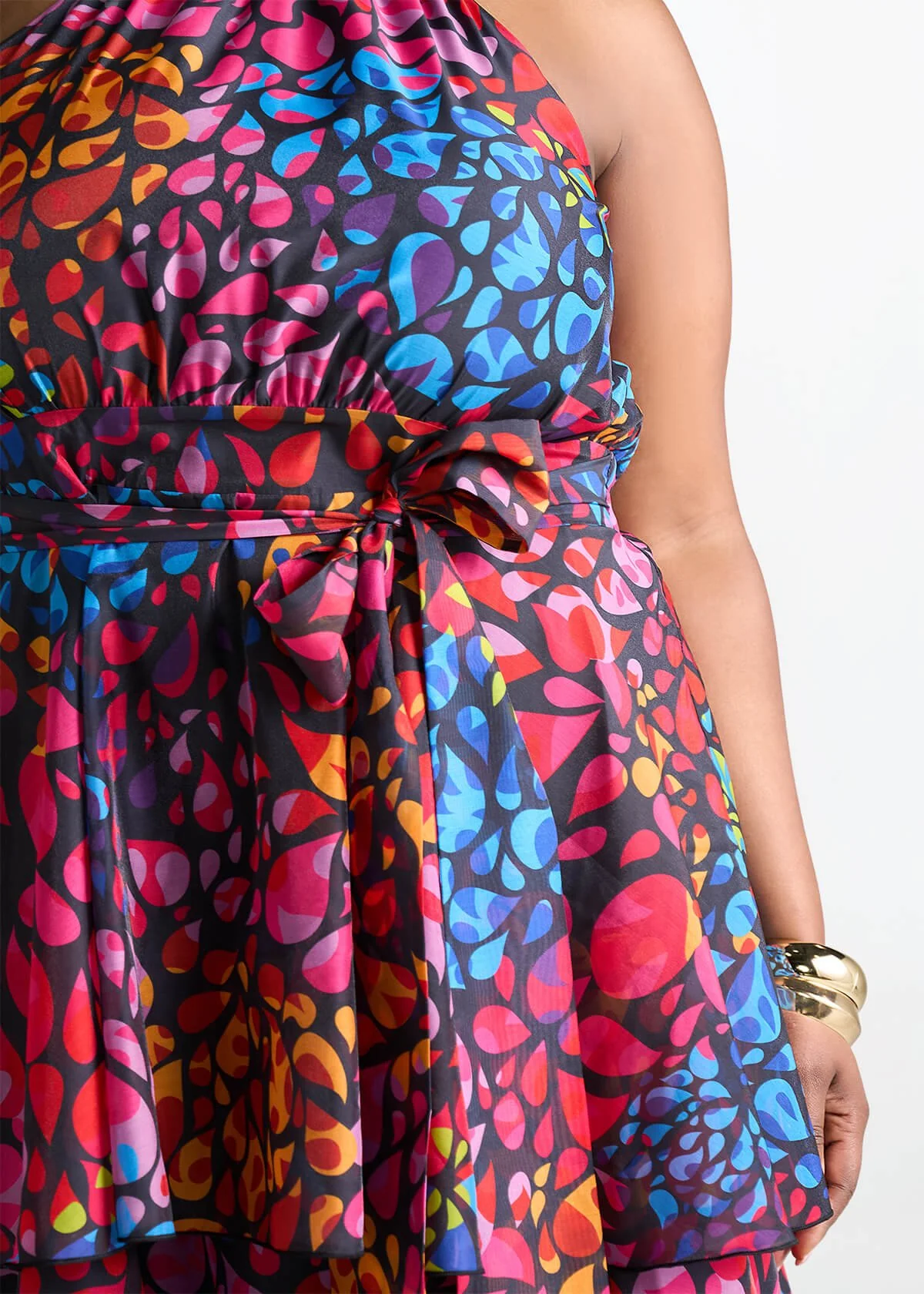 Maya Women's African Print Organza Maxi Dress (Fuchsia Kaleidoscope) - Image 8