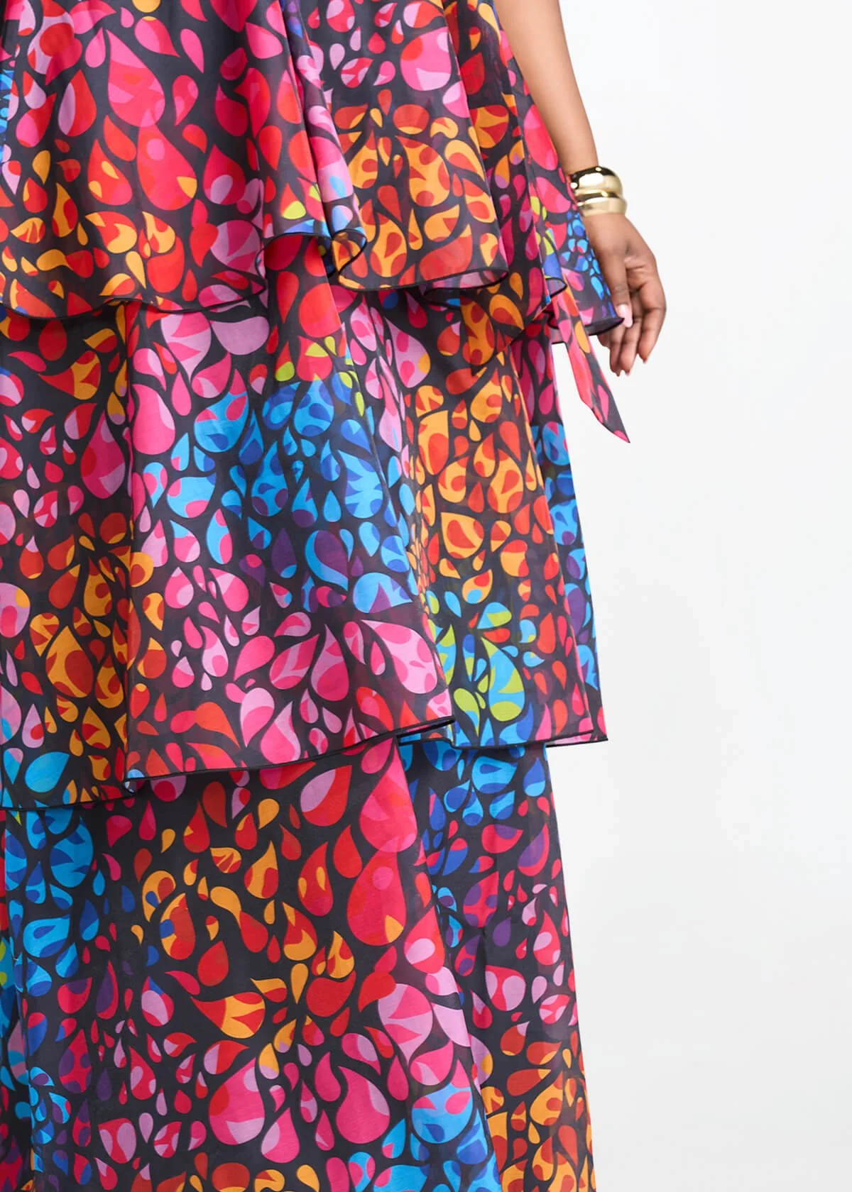 Maya Women's African Print Organza Maxi Dress (Fuchsia Kaleidoscope) - Image 9