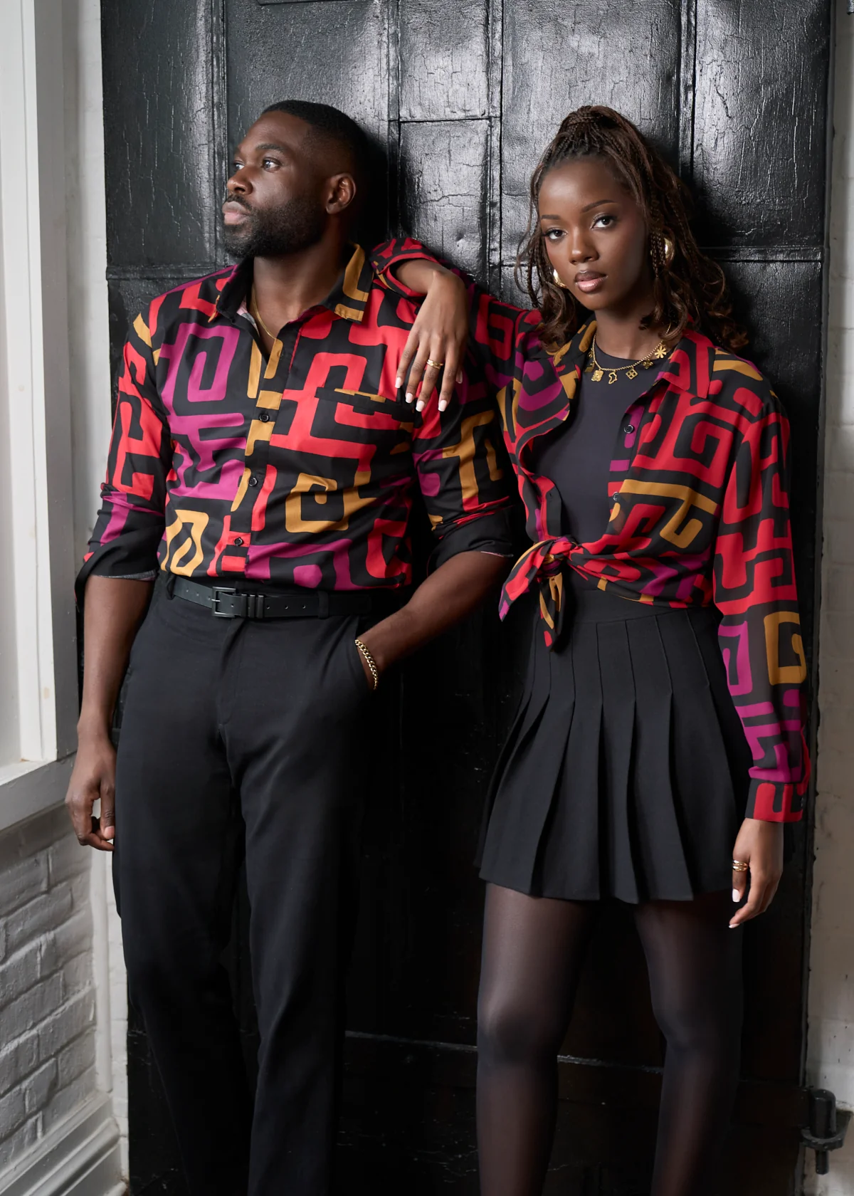 Mazi Men's African Print Button-up Shirt (Black Berry Kuba) - Image 4