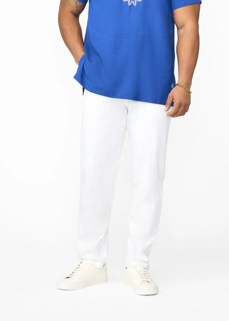 Izibili Men's Embroidered African Linen Blend Tunic (Cobalt) - Image 4