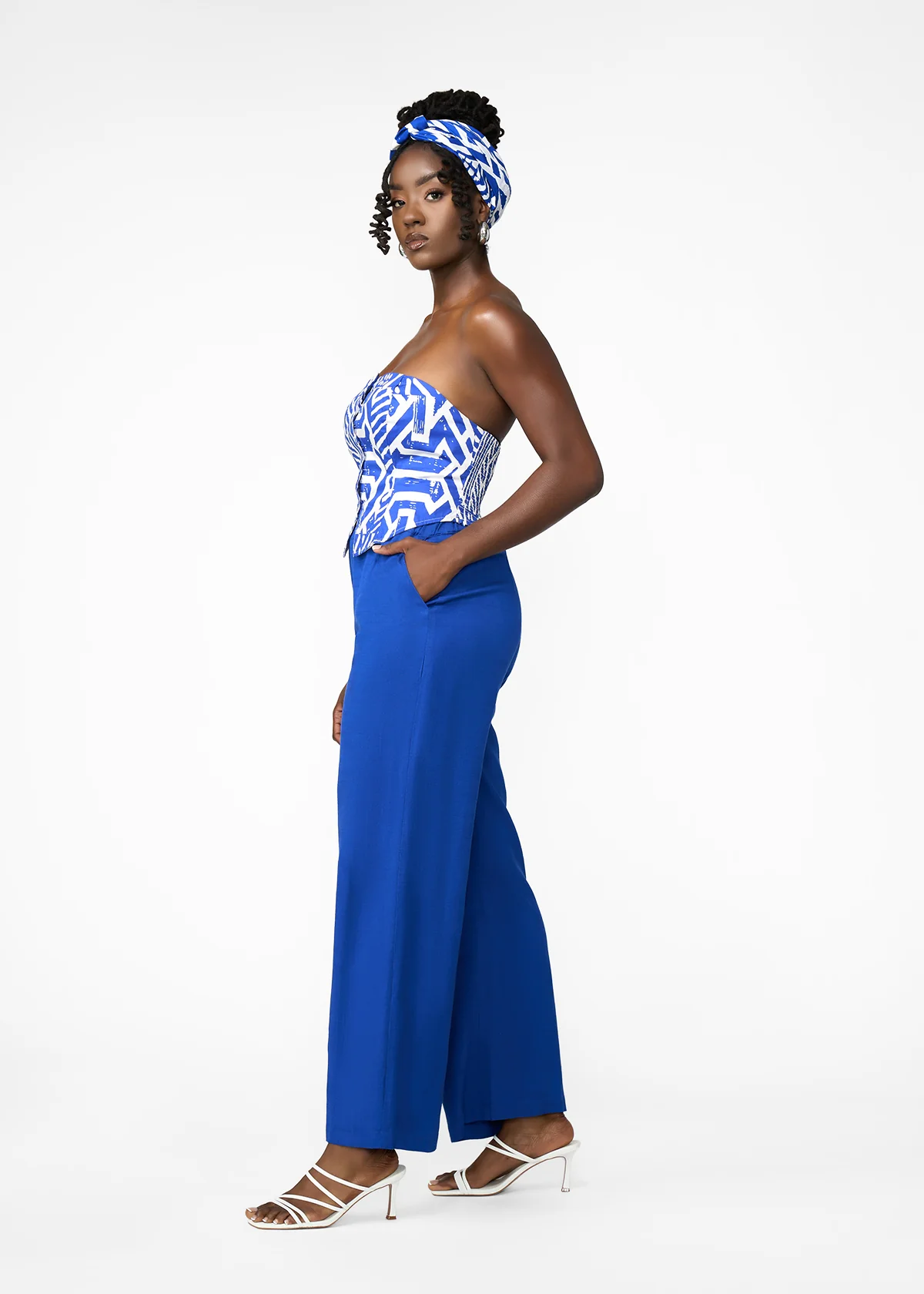 Nahema Women's Linen Blend Wide Leg Pants (Cobalt) - Clearance - Image 6