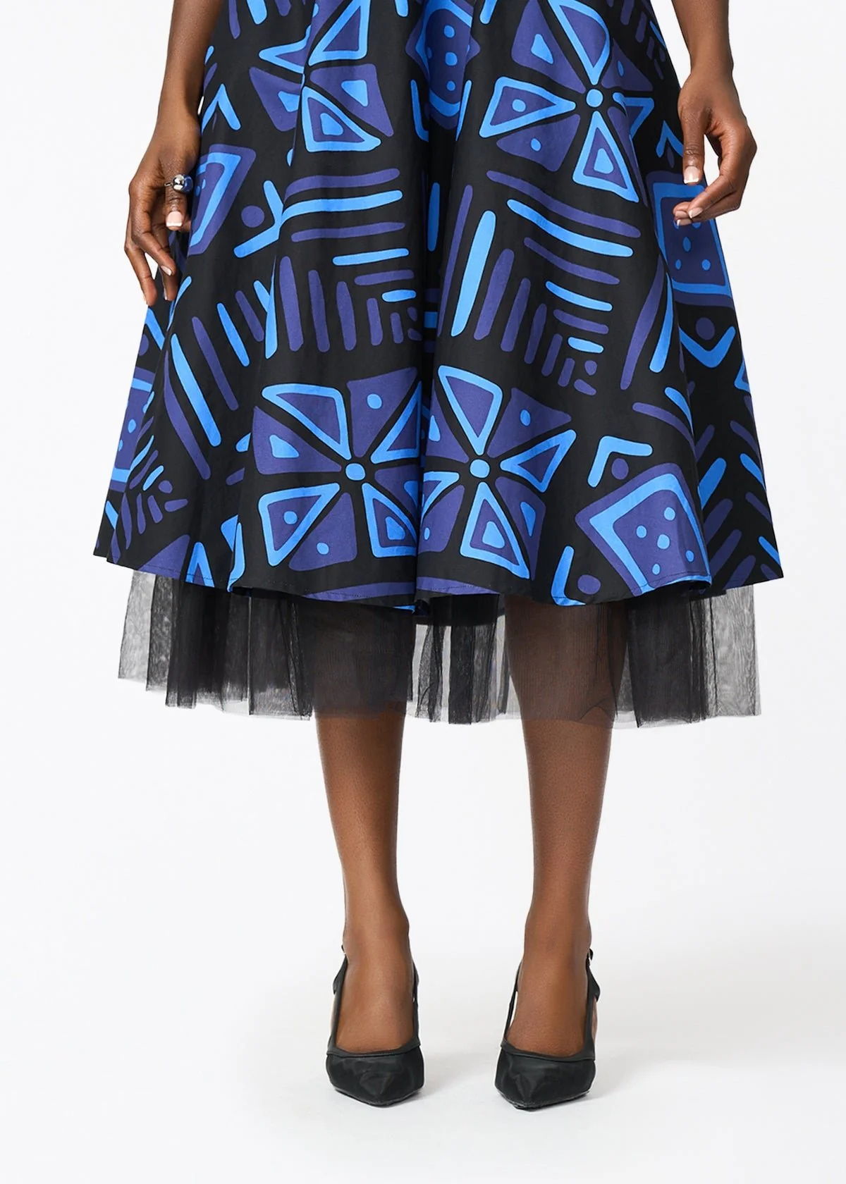 Nanya Women's African Print Corset Dress (Black Sapphire Tribal) - Clearance - Image 3