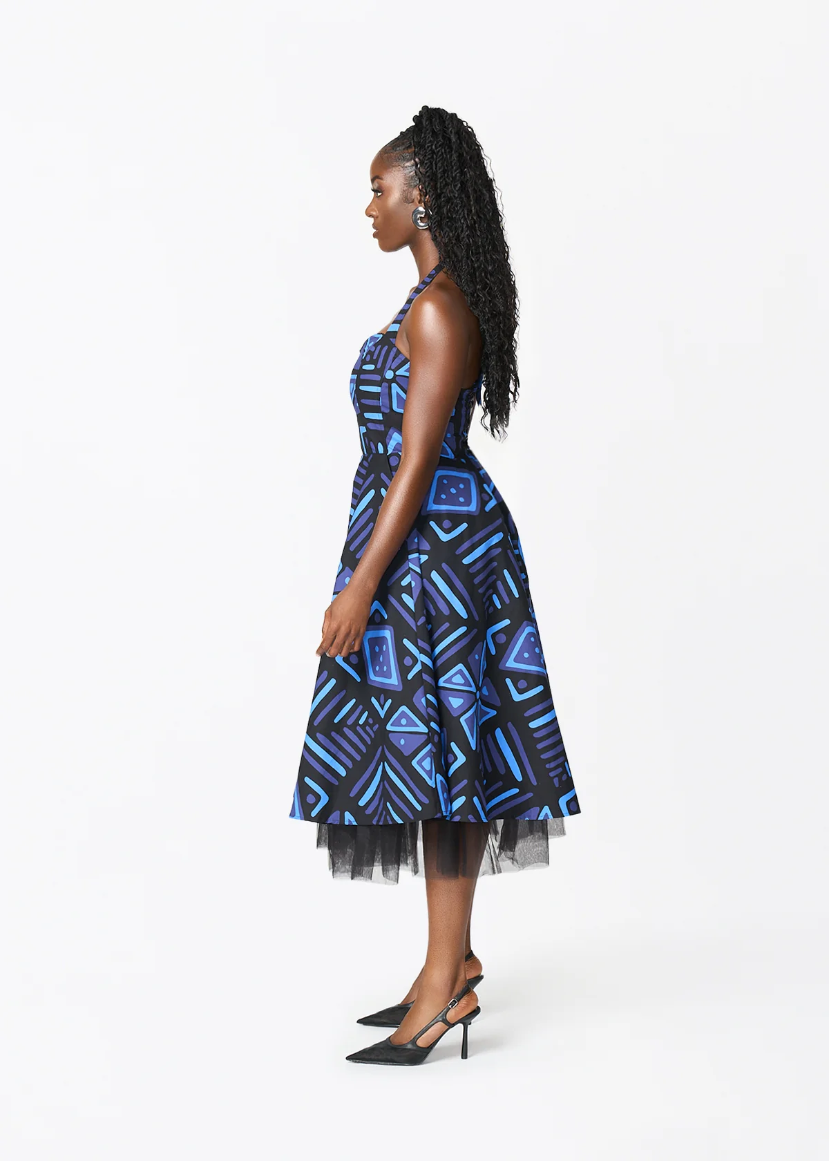 Nanya Women's African Print Corset Dress (Black Sapphire Tribal) - Clearance - Image 6