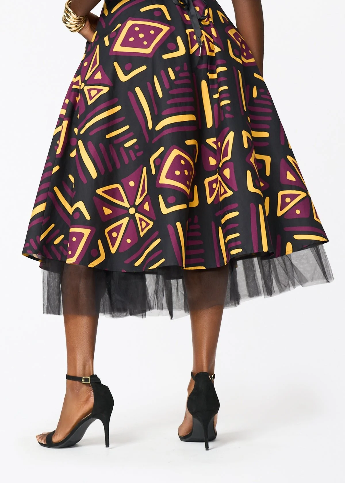 Nanya Women's African Print Corset Dress (Plum Black Tribal) - Image 2