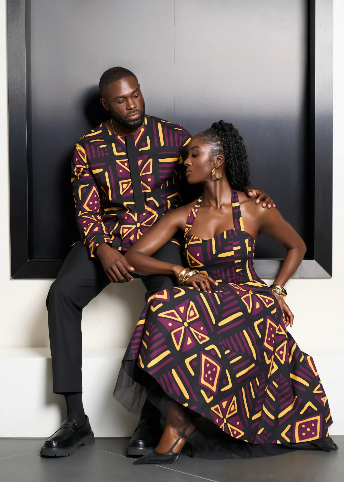 Nanya Women's African Print Corset Dress (Plum Black Tribal) - Image 5