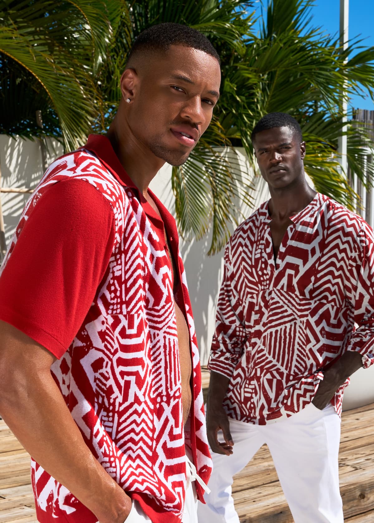 Obi Men's African Print Knit Shirt (Brick Mix Multipattern) - Image 7