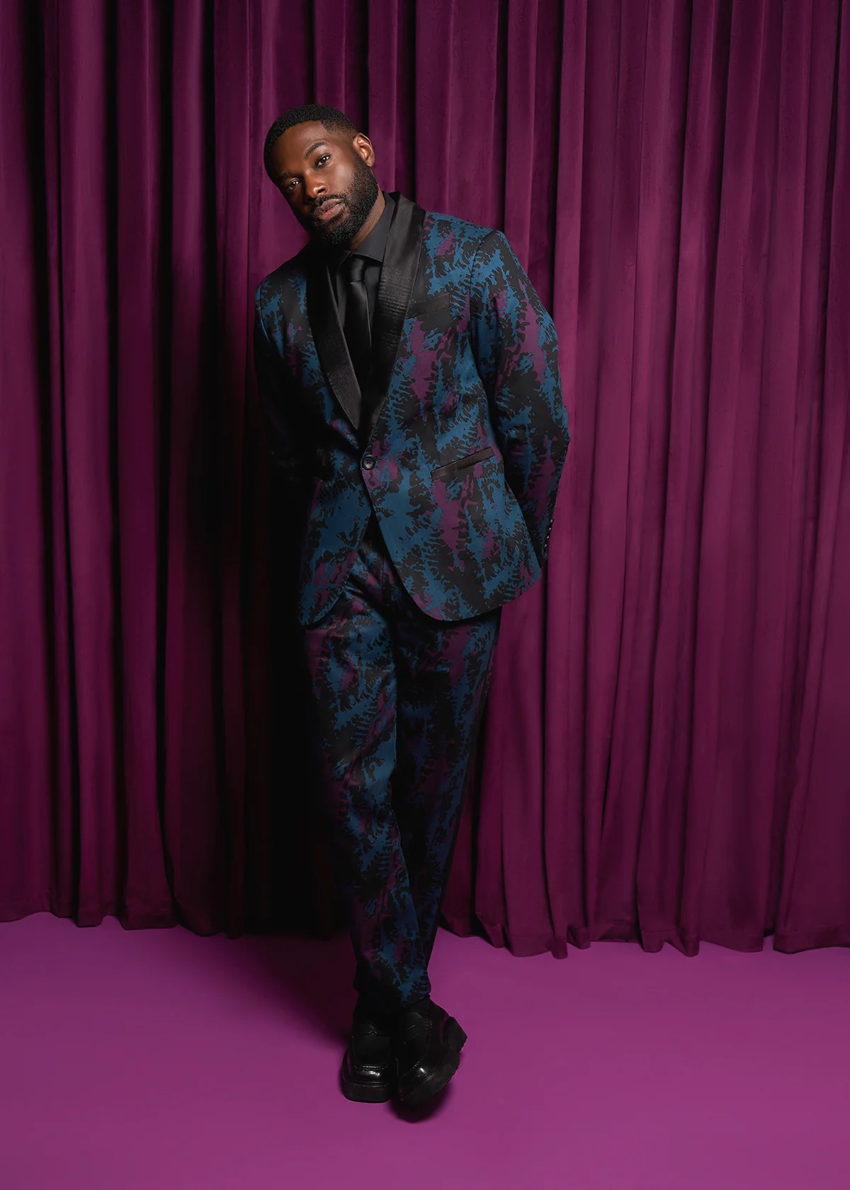 Odion Men's African Print Trousers (Midnight Teal Abstract) - Clearance - Image 2