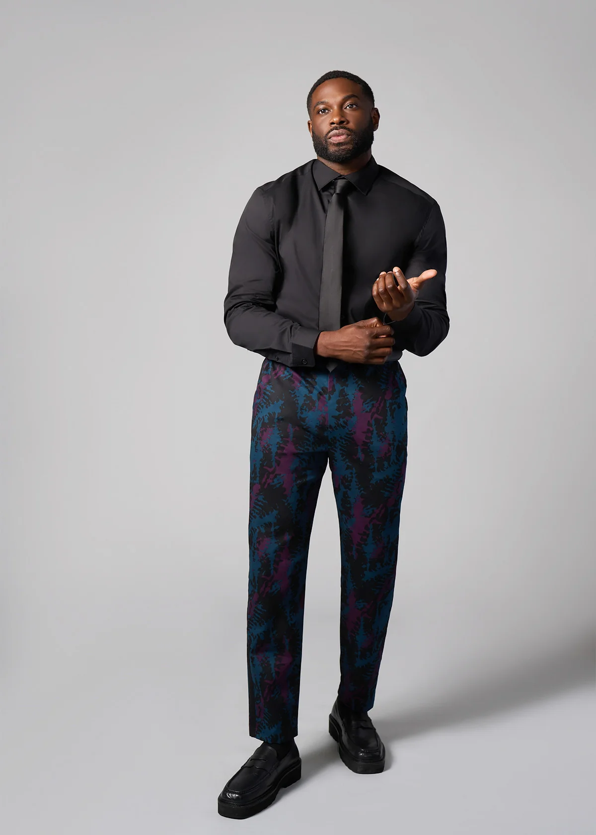 Odion Men's African Print Trousers (Midnight Teal Abstract) - Clearance - Image 4