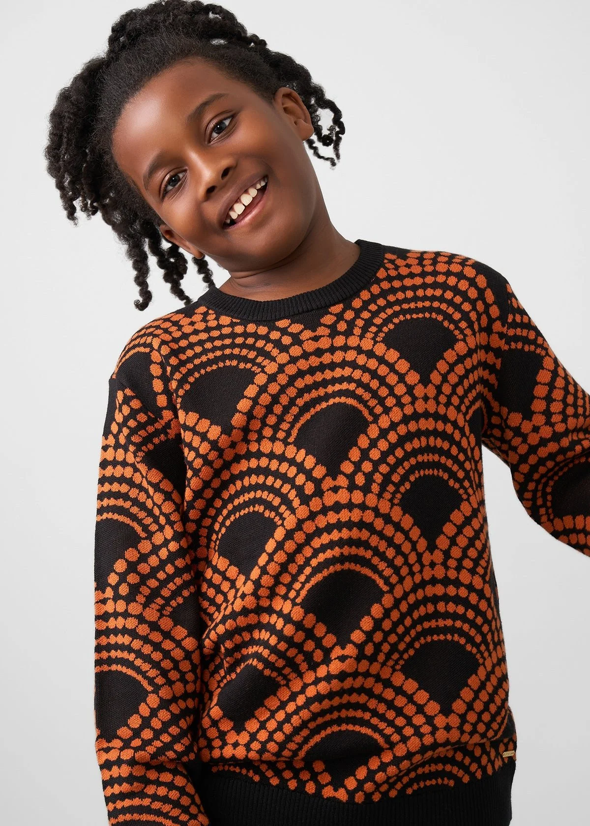 Oma Kids Unisex African Print Sweater (Black Amber Dots) - Image 3