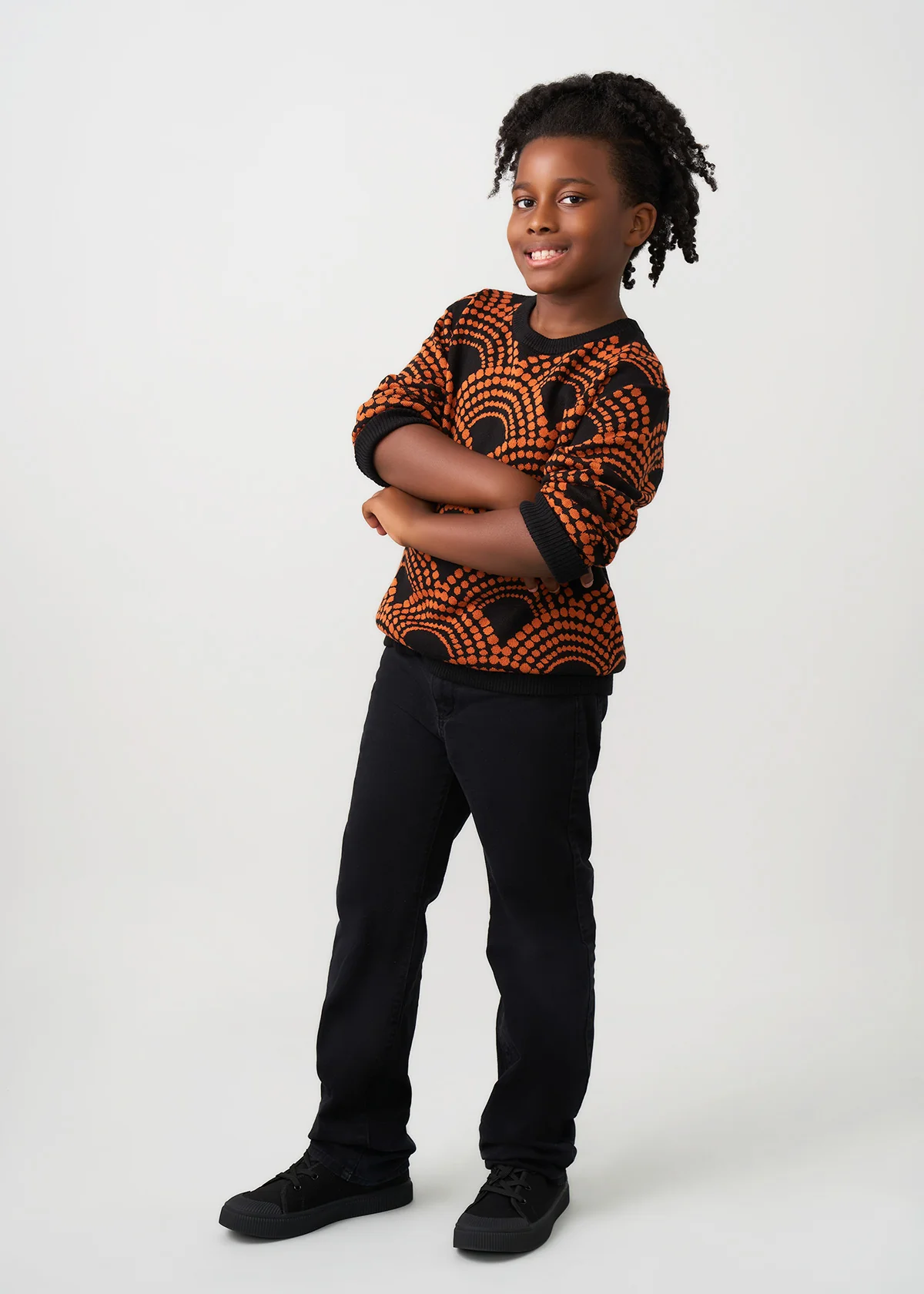Oma Kids Unisex African Print Sweater (Black Amber Dots) - Image 4