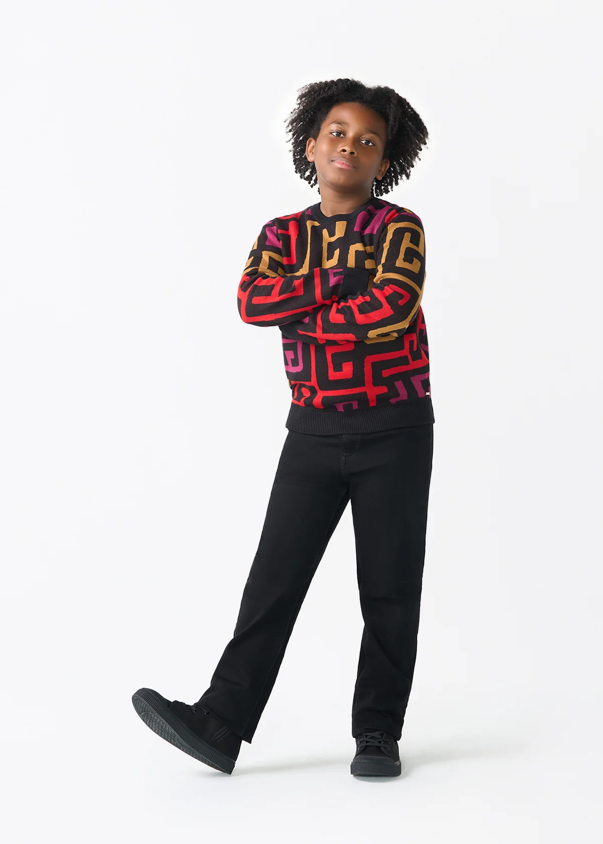 Oma Kids Unisex African Print Sweater (Black Berry Kuba) - Image 5