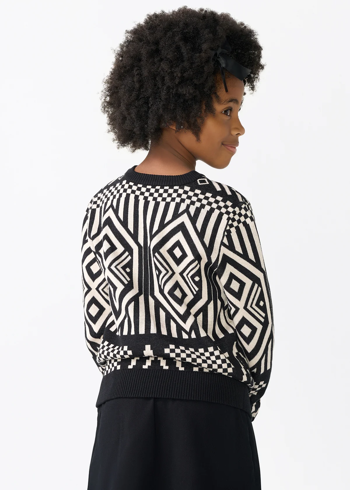 Oma Kids Unisex African Print Sweater (Black Cream Tribal) - Image 4