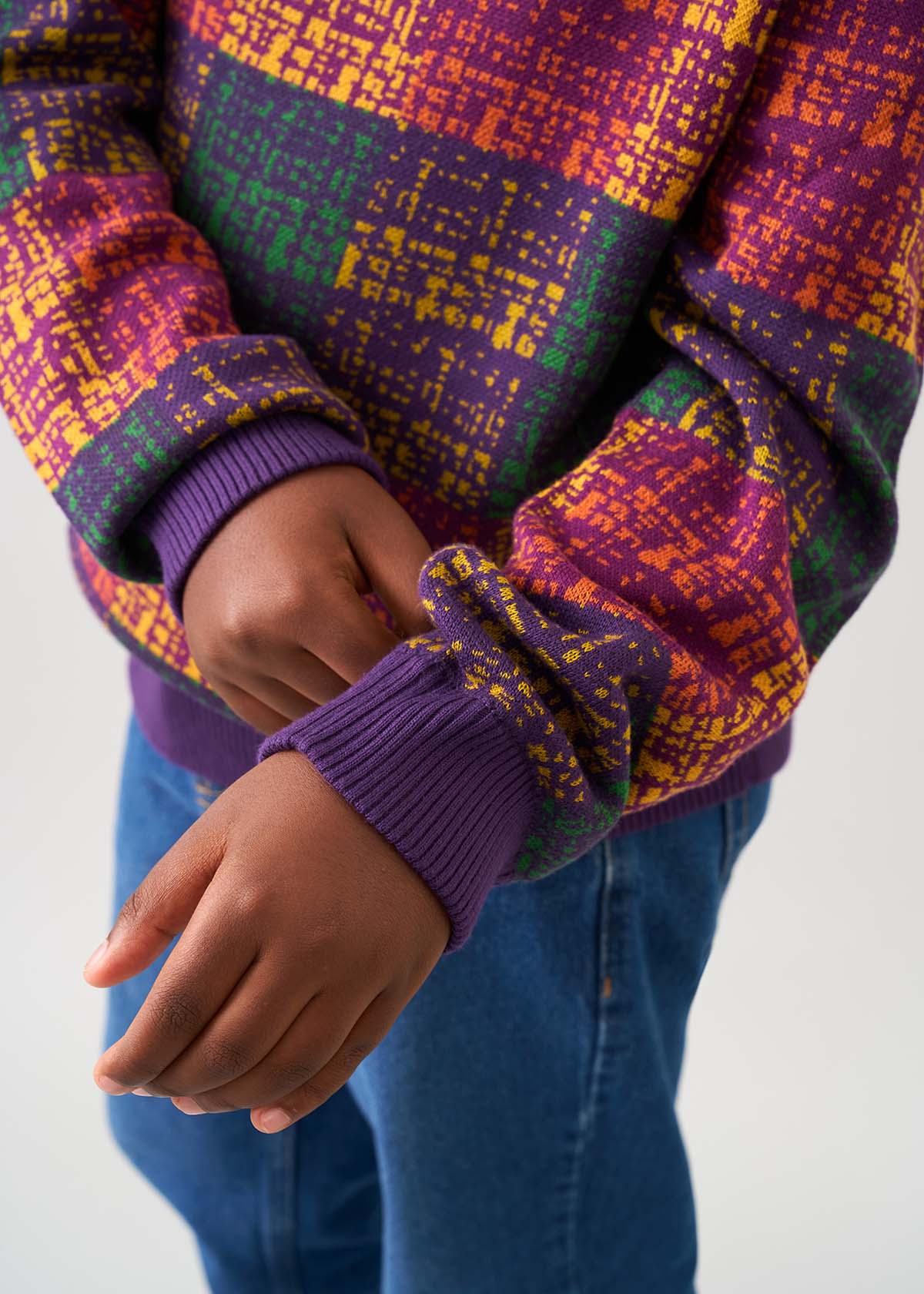 Oma Kids Unisex African Print Sweater (Harvest Plaid Adire) - Clearance - Image 3
