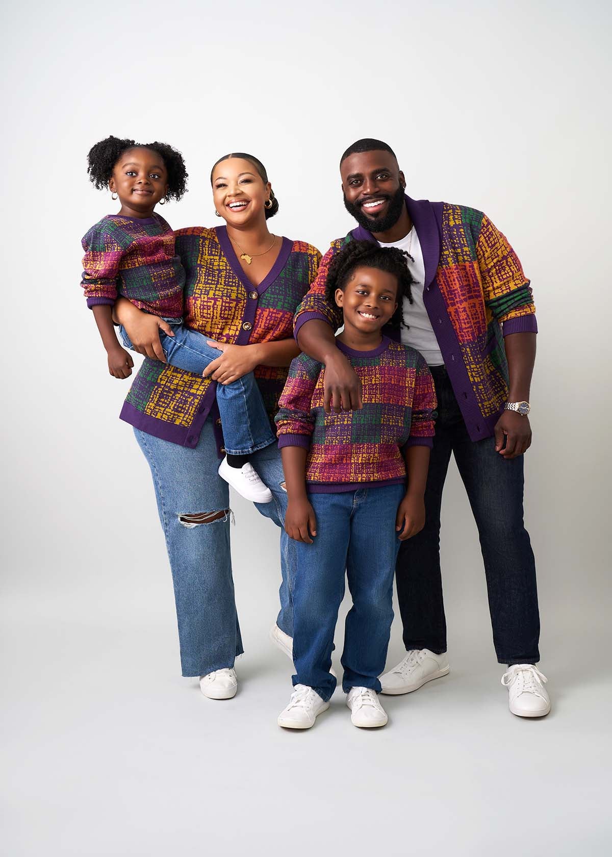 Oma Kids Unisex African Print Sweater (Harvest Plaid Adire) - Clearance - Image 5
