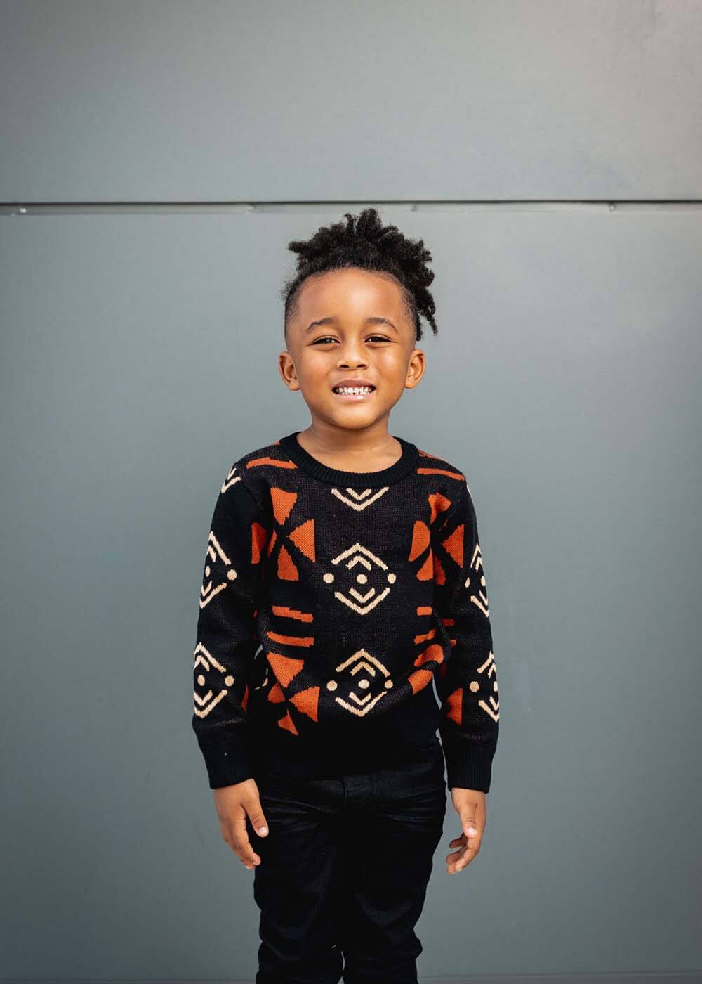 Oma Kid's African Print Sweater (Natural Mudcloth) - Image 3