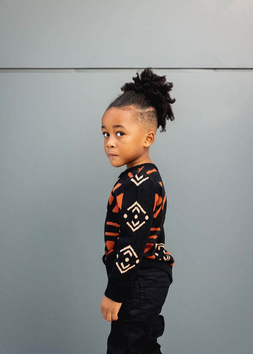Oma Kid's African Print Sweater (Natural Mudcloth) - Image 5