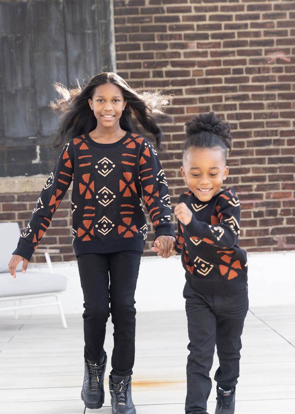 Oma Kid's African Print Sweater (Natural Mudcloth) - Image 6