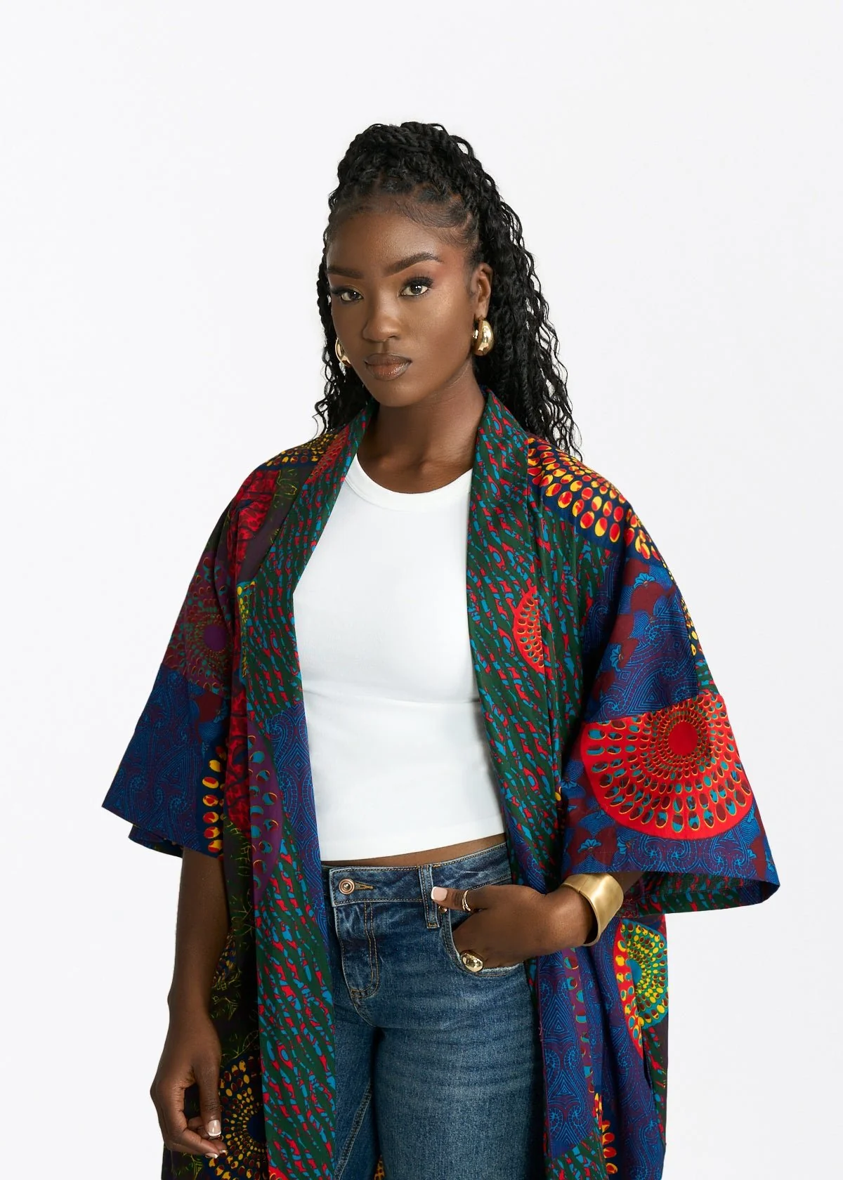 Ondina Womens African Print Kimono (New Harvest Multipattern) - Image 2