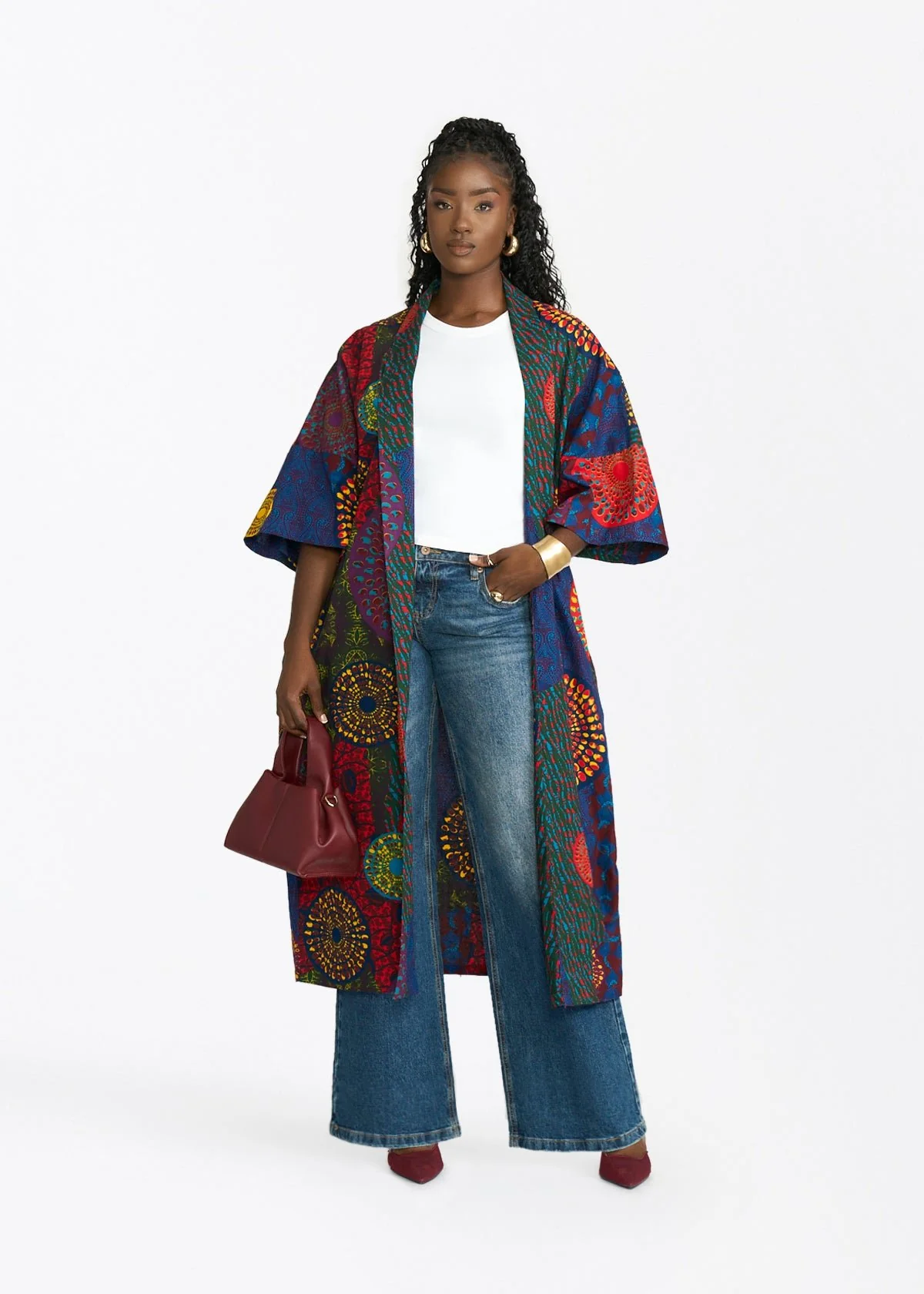 Ondina Womens African Print Kimono (New Harvest Multipattern) - Image 5