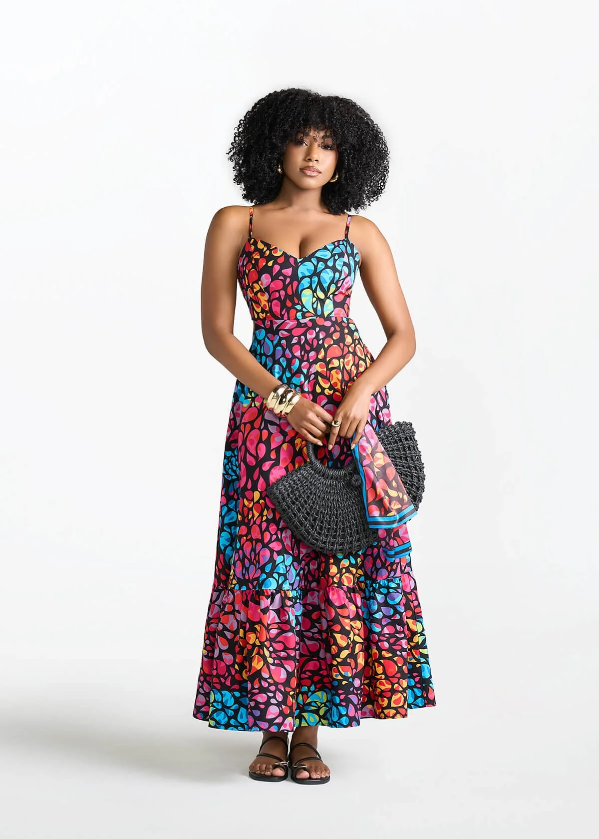 Oneyka Women's African Print Cut Out Maxi Dress (Fuchsia Kaleidoscope) - Image 3