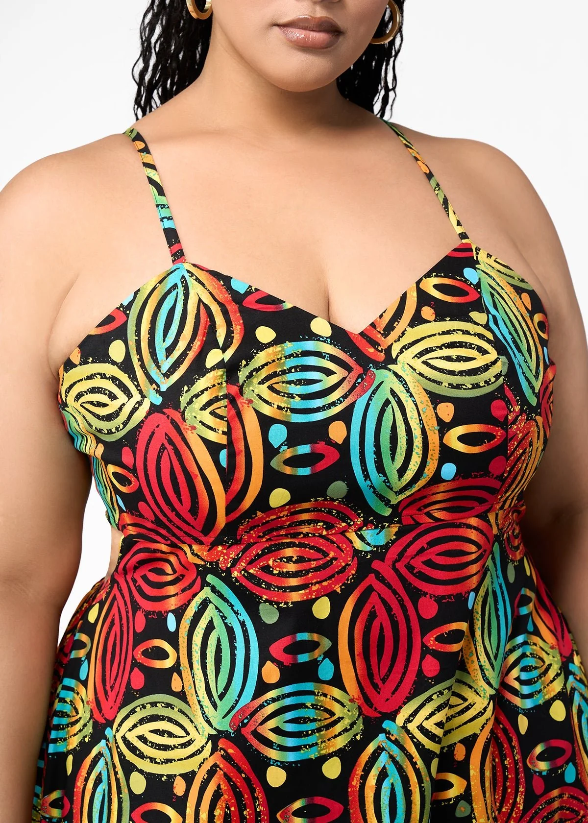 Oneyka Women's African Print Cut-Out Maxi Dress (Black Rasta Batik) - Image 4
