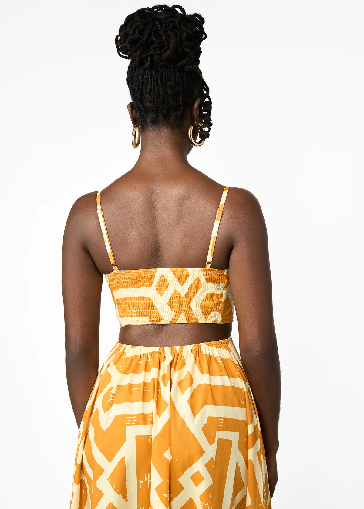 Oneyka Women's African Print Cut-Out Maxi Dress (Gold Cream Tribal) - Image 7